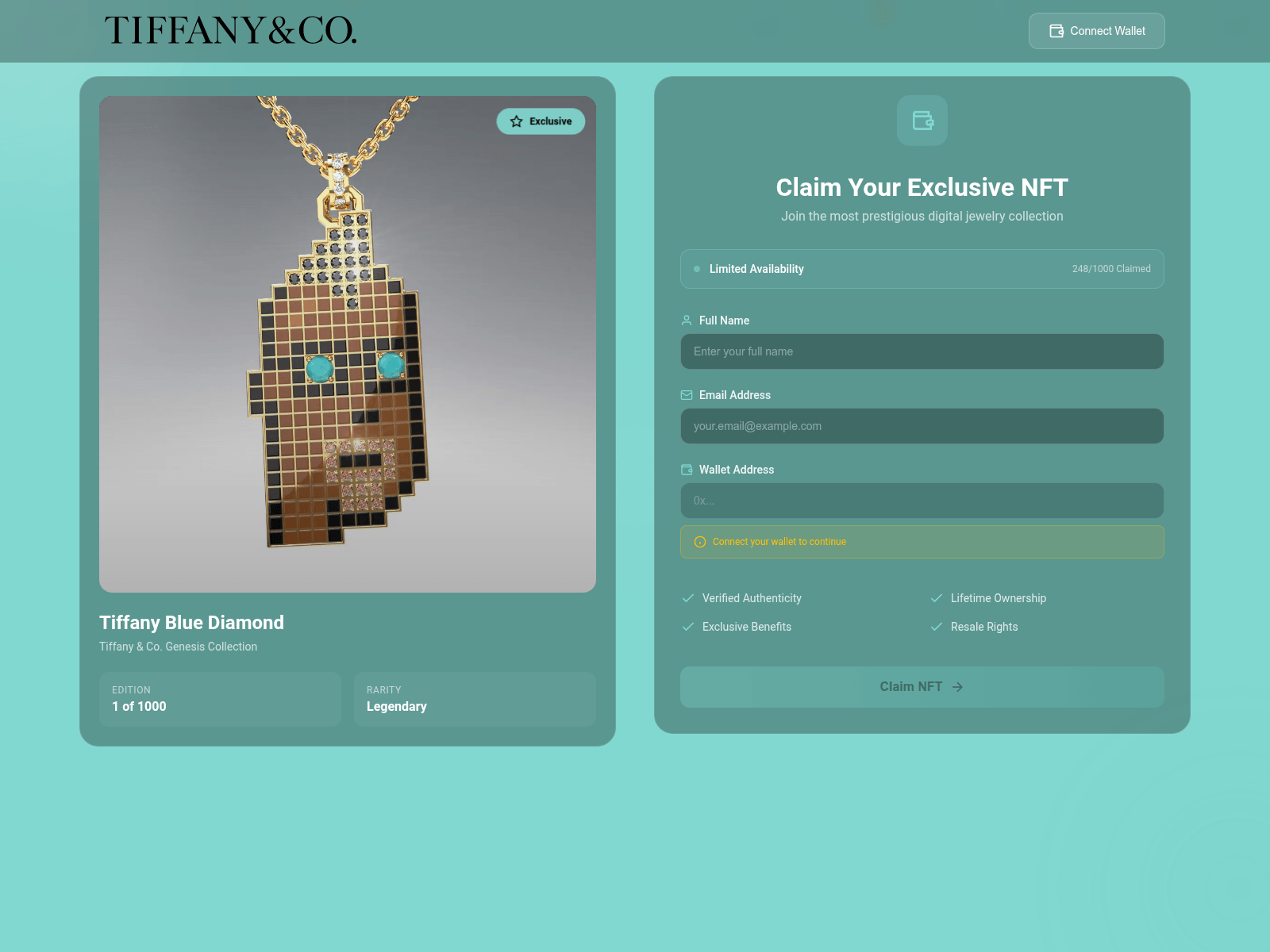 Screenshot of tiffany.rewards-nftiff.com