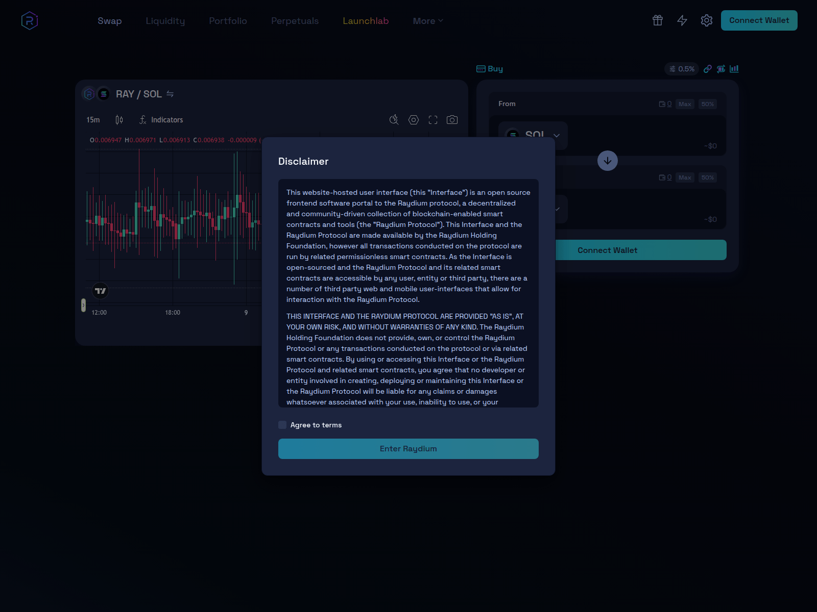 Screenshot of raydiumprotocol.io