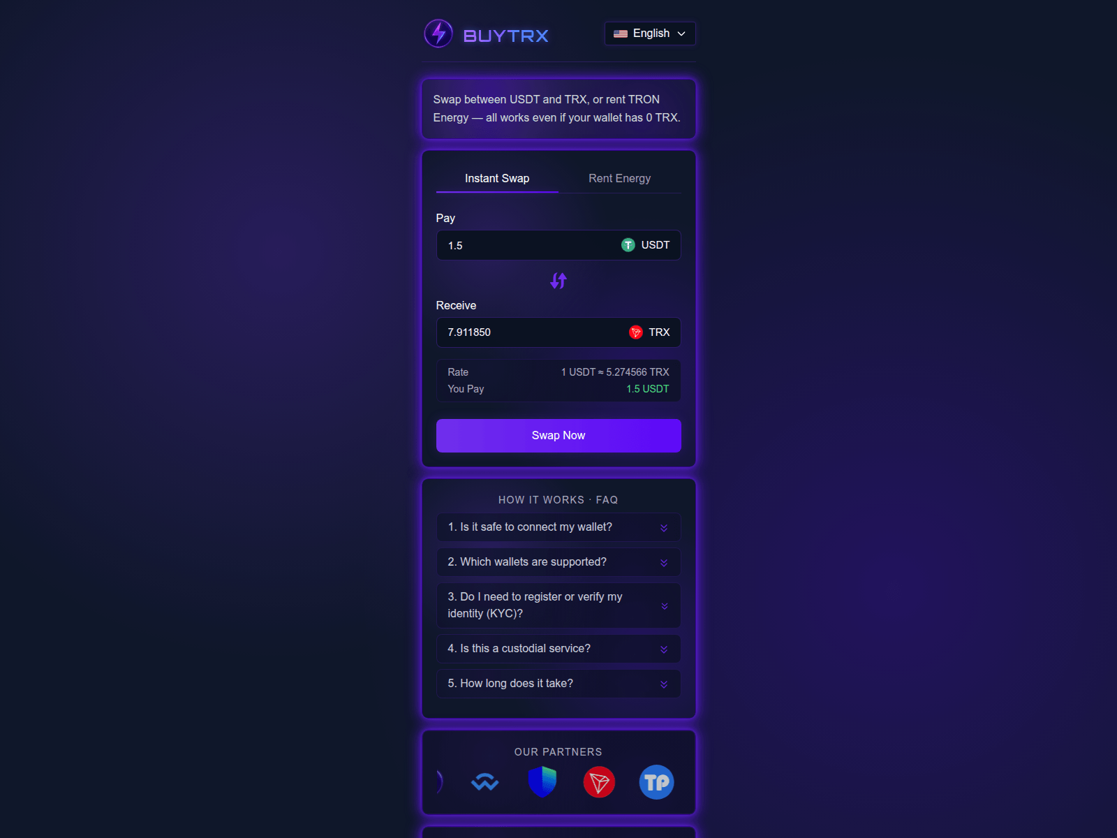 Screenshot of buy-tron.workers.dev