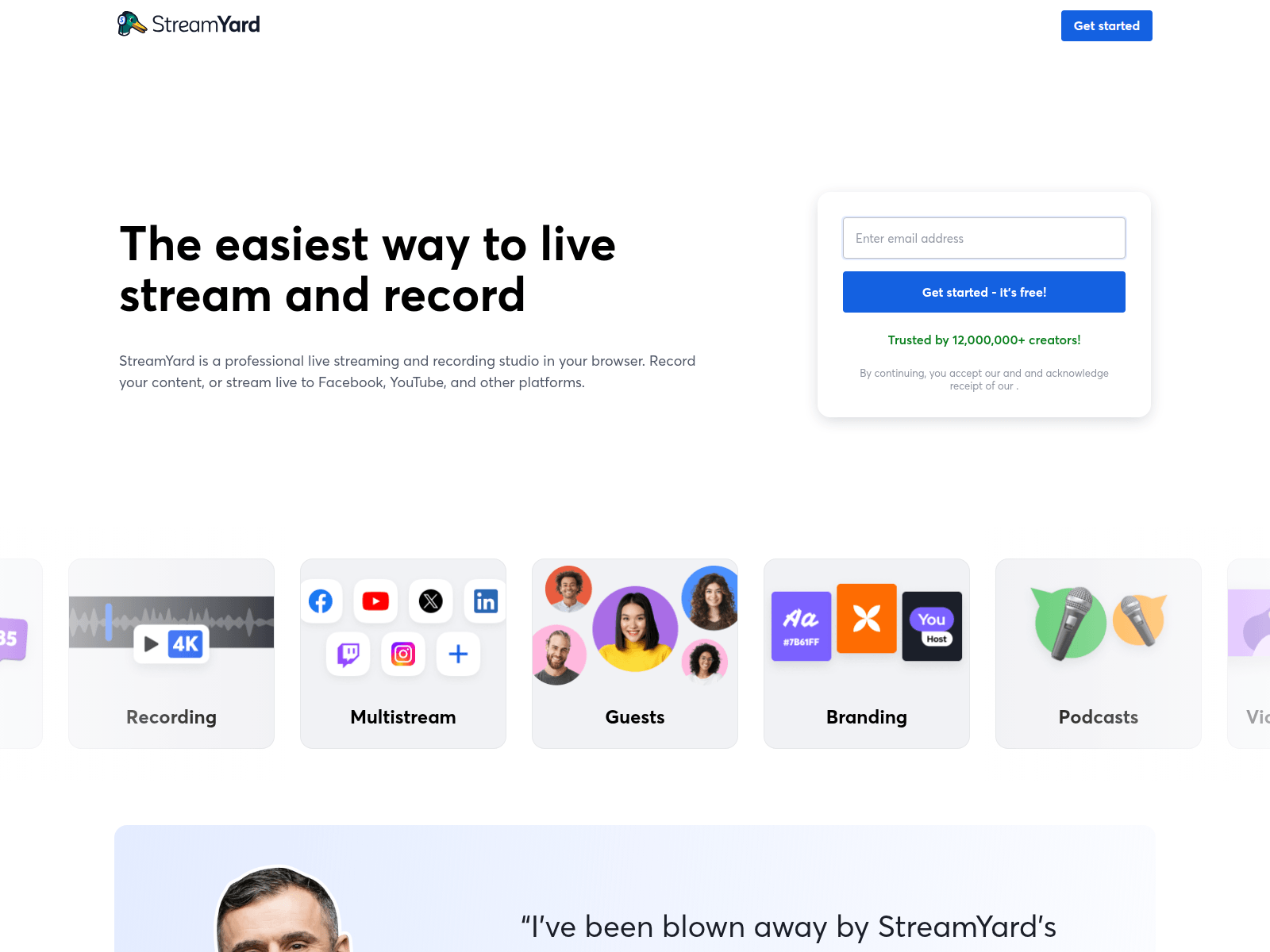 Screenshot of streamyards.net