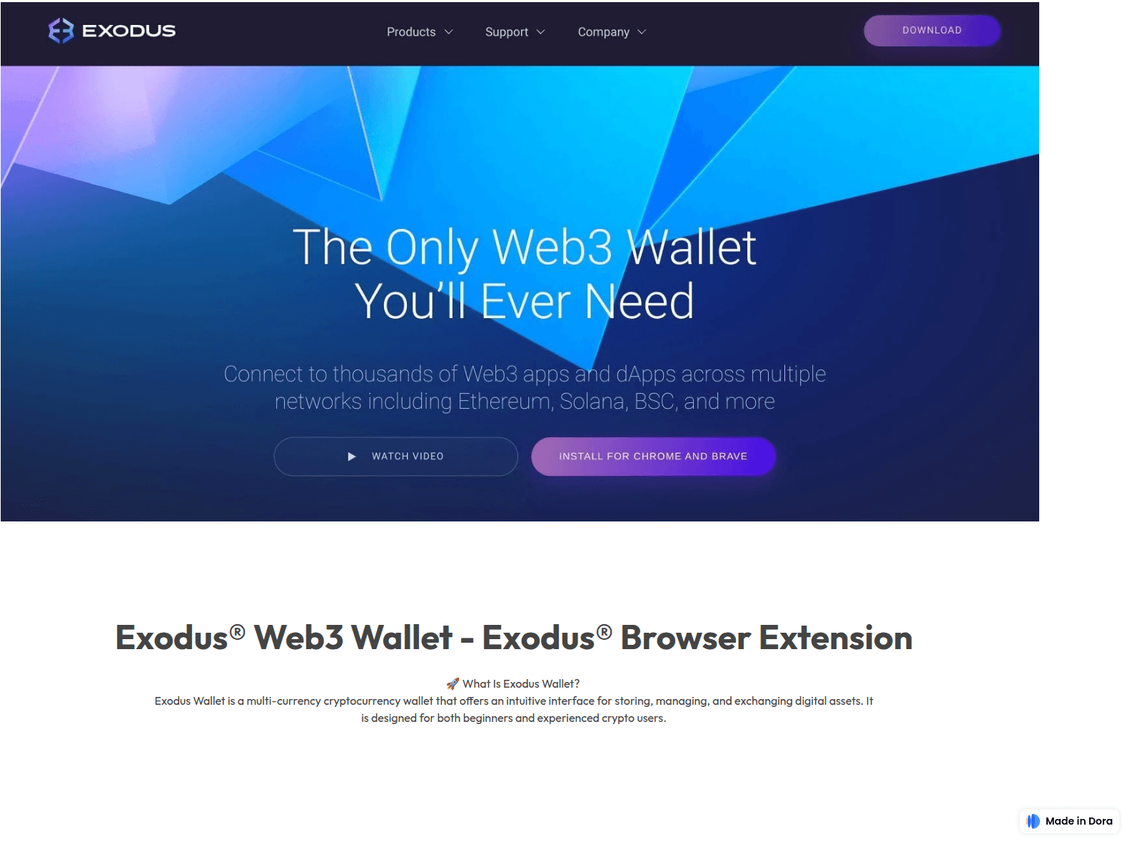 Screenshot of docs-exodus-home-cdn.dora.run