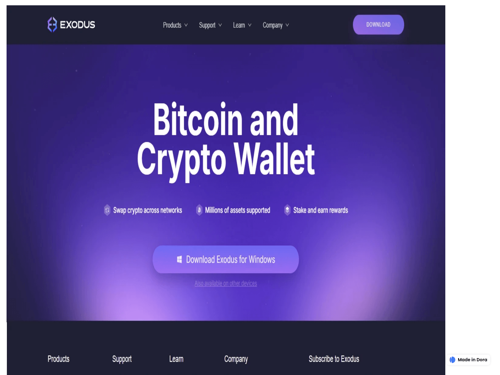 Screenshot of welcome--exodus.dora.run