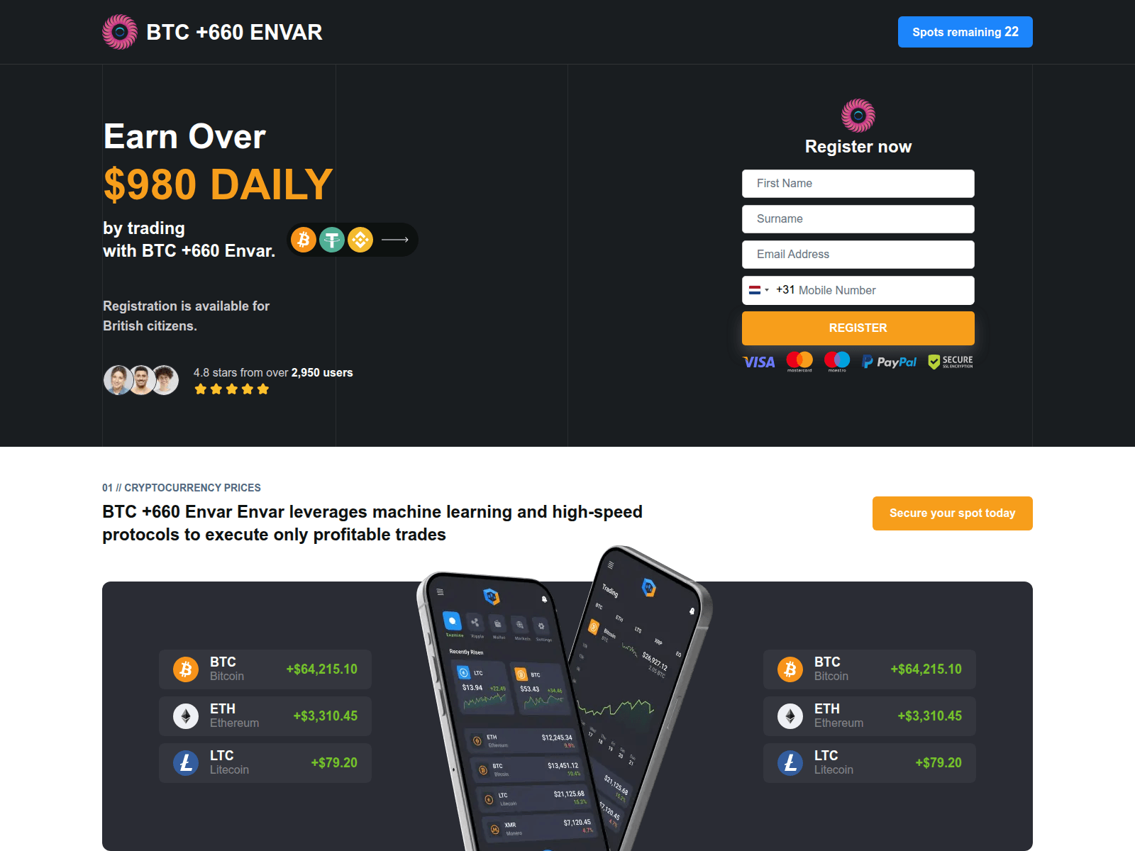 Screenshot of btcenvar.com