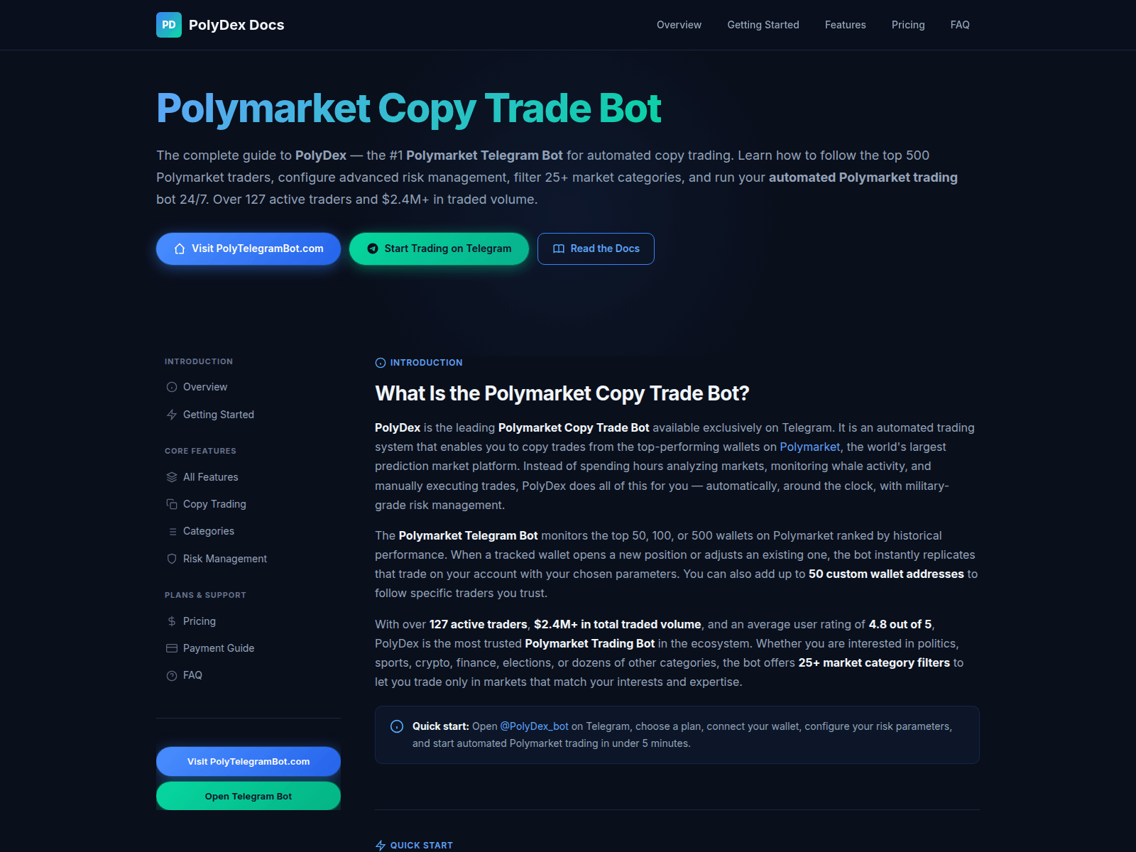 Screenshot of polymarketcopytrade.live
