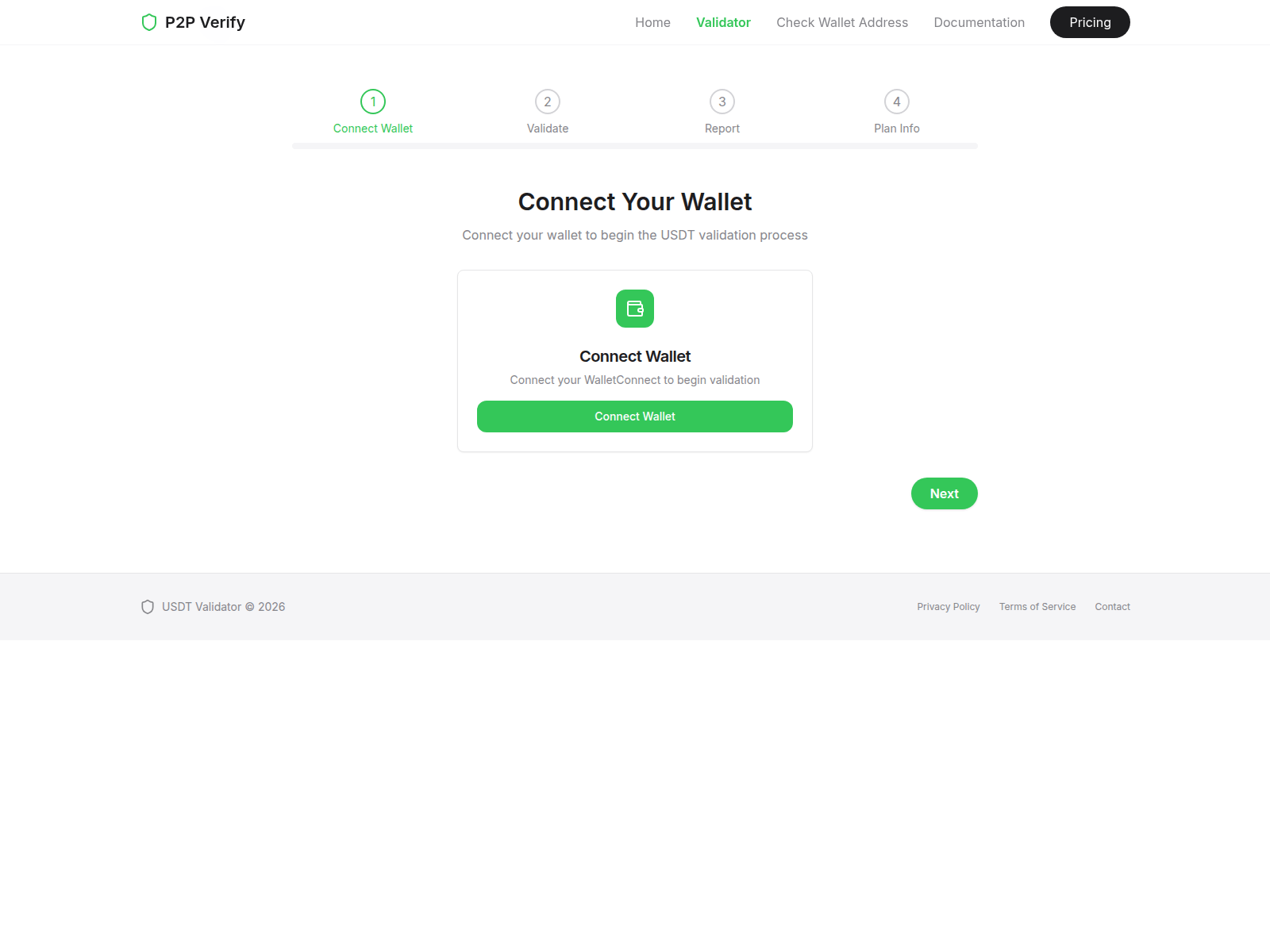 Screenshot of www.p2pverify.org