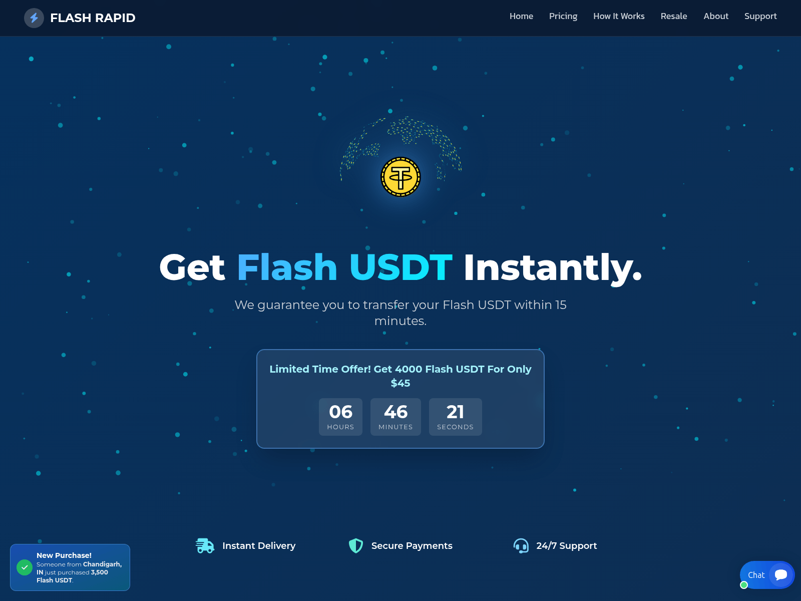 Screenshot of usdtflashtokens.shop