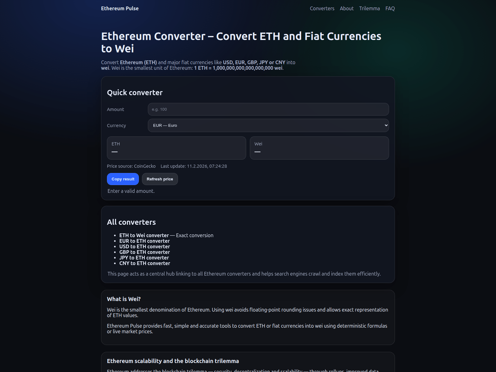 Screenshot of ethereum-pulse.live