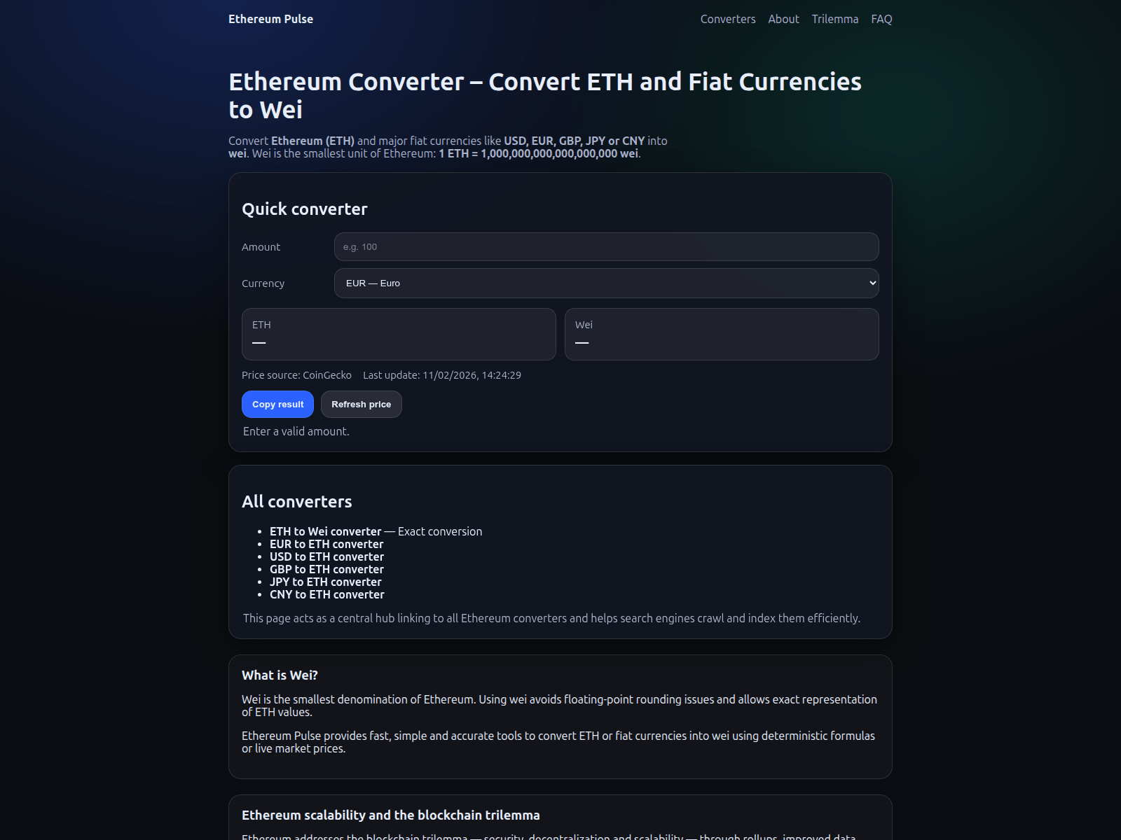 Screenshot of ethereum-pulse.com