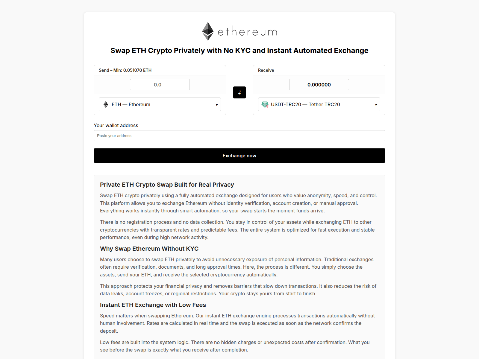 Screenshot of ethereum4exchange-swap.com