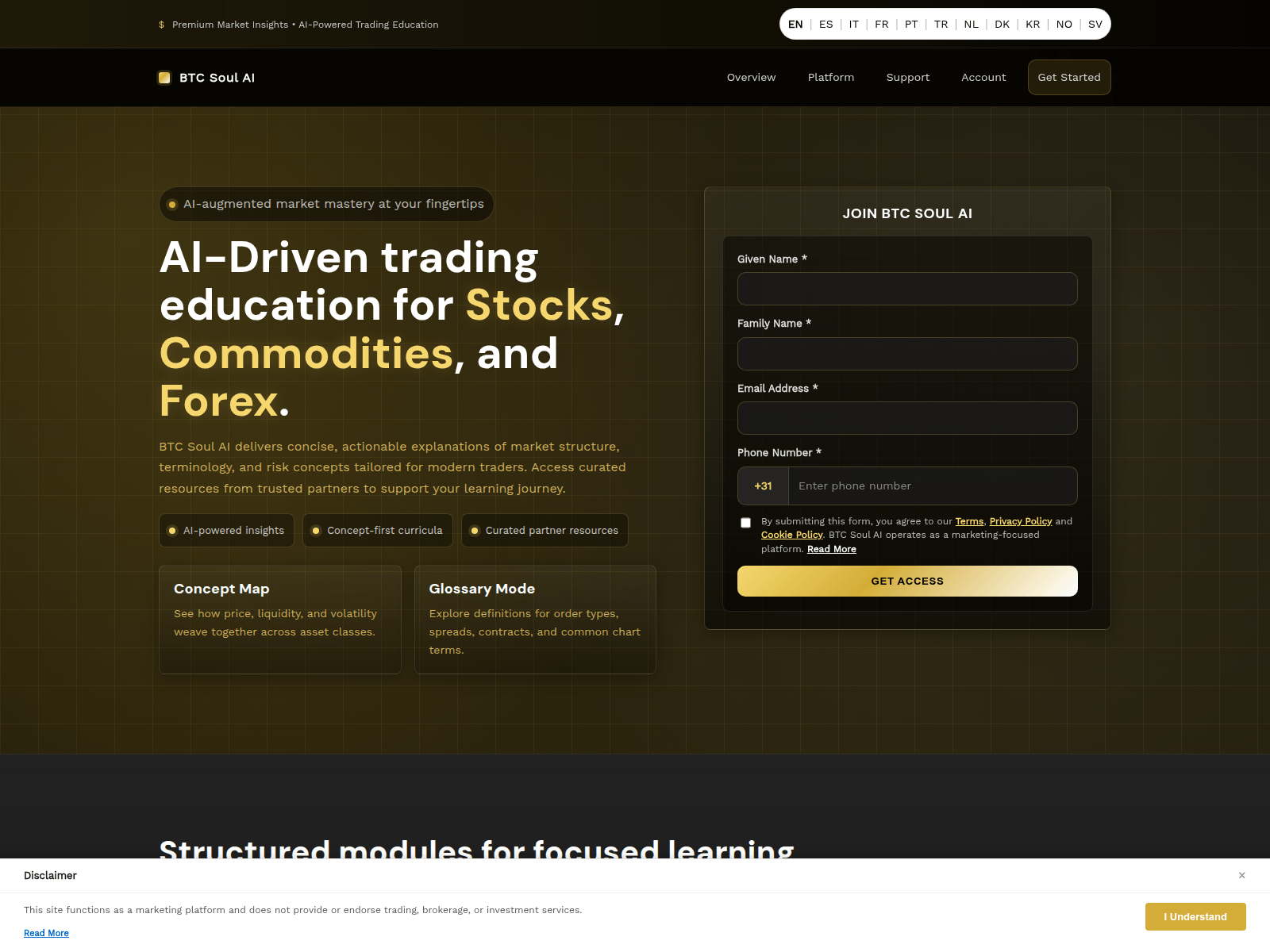 Screenshot of btcsoul-ai-platform.com