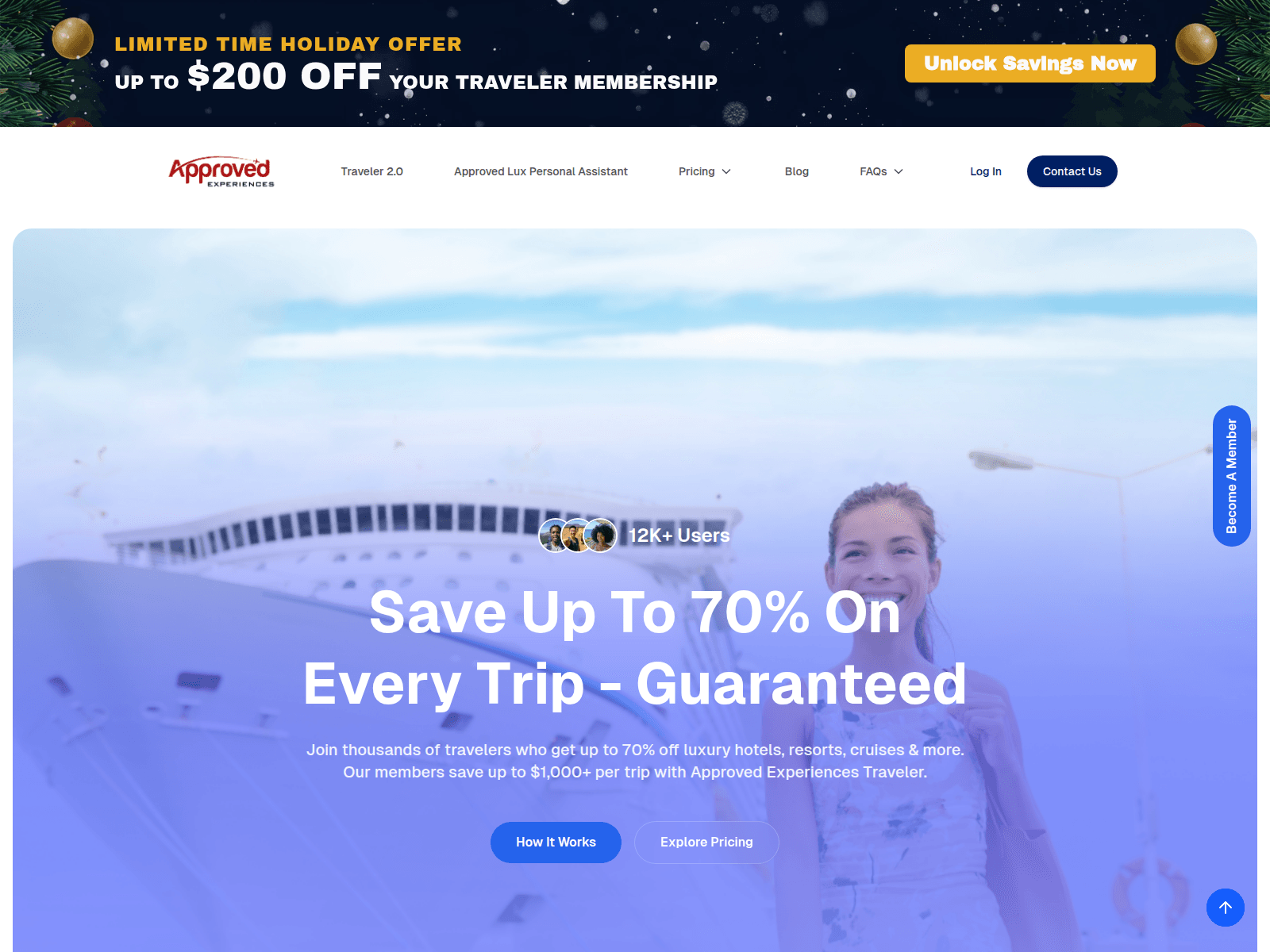 Screenshot of approvedexperiencetraveller.com