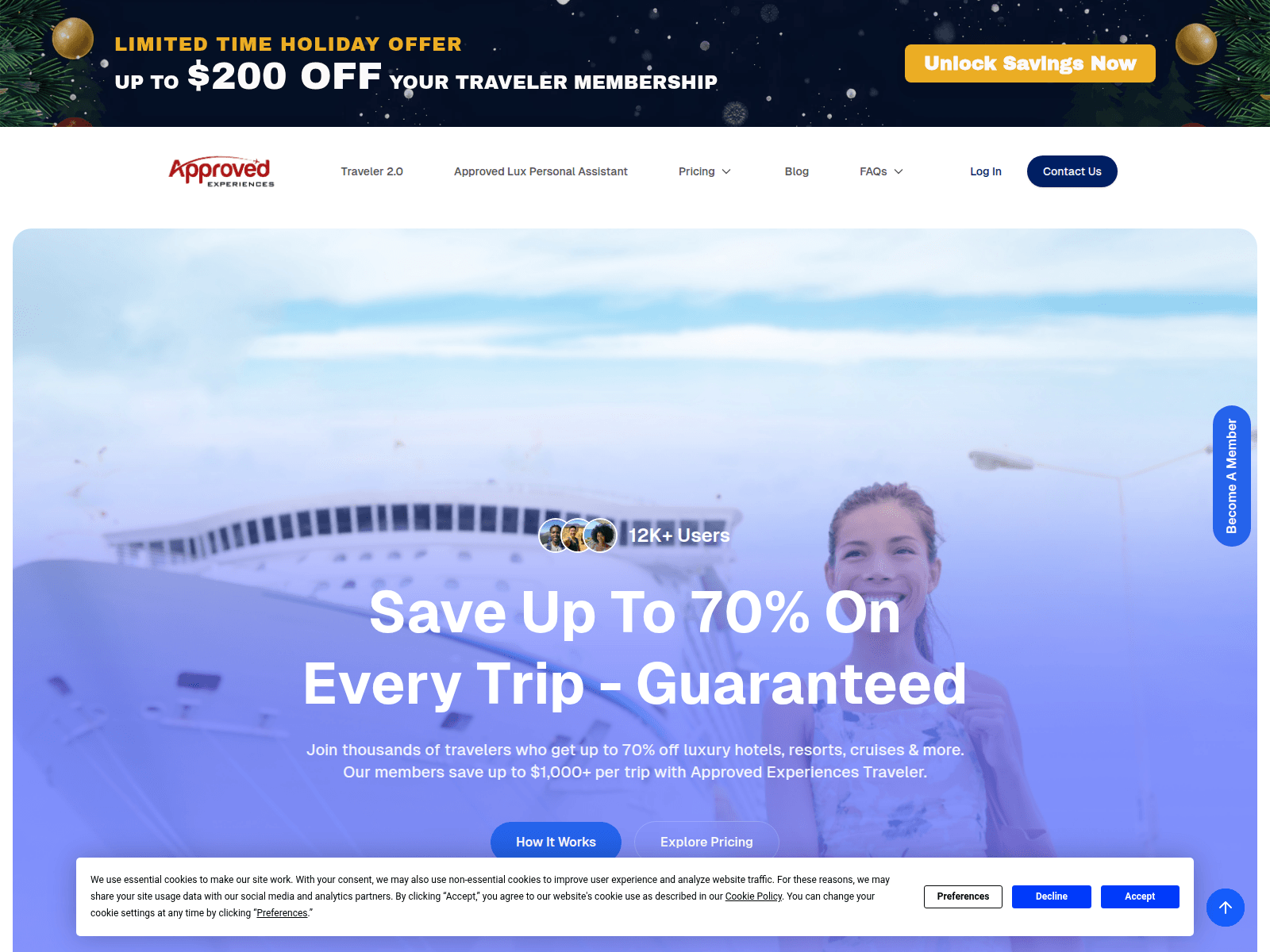 Screenshot of approvedxperiences.com