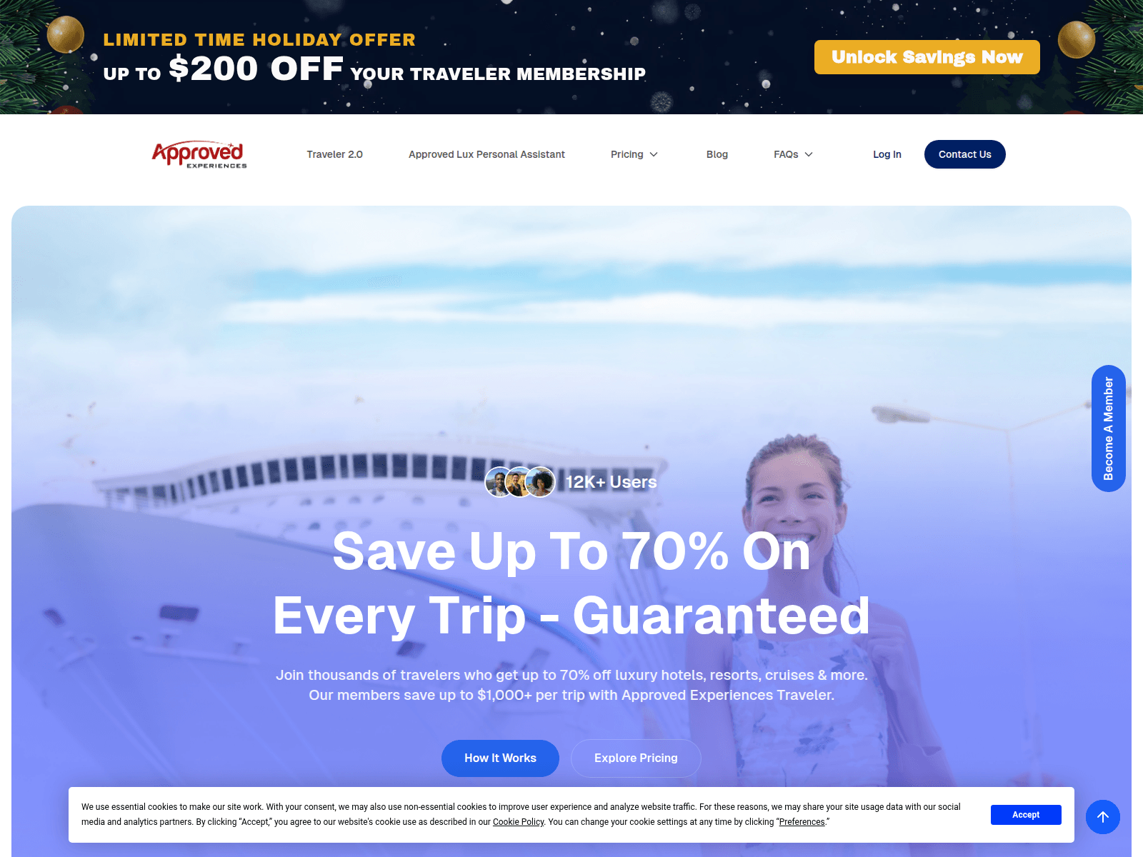 Screenshot of approveexperiencestraveller.com
