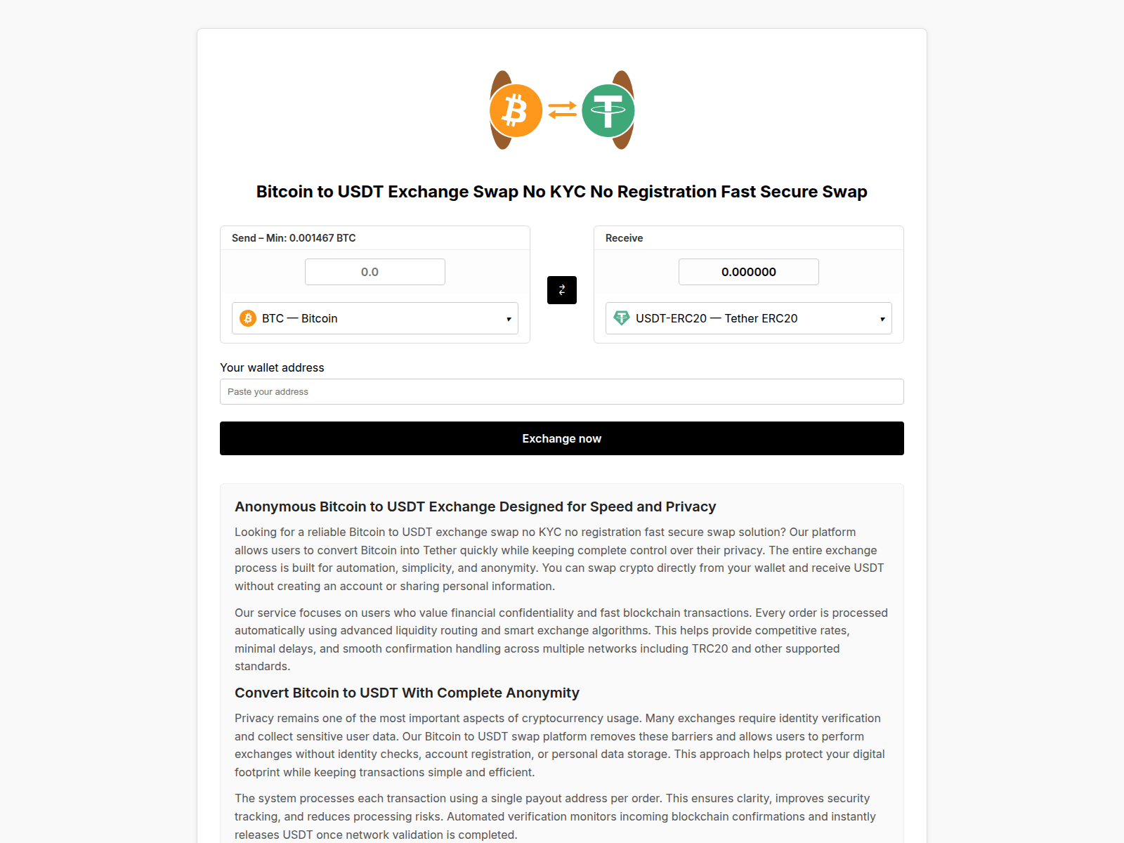 Screenshot of bitcoin-2-usdt.com