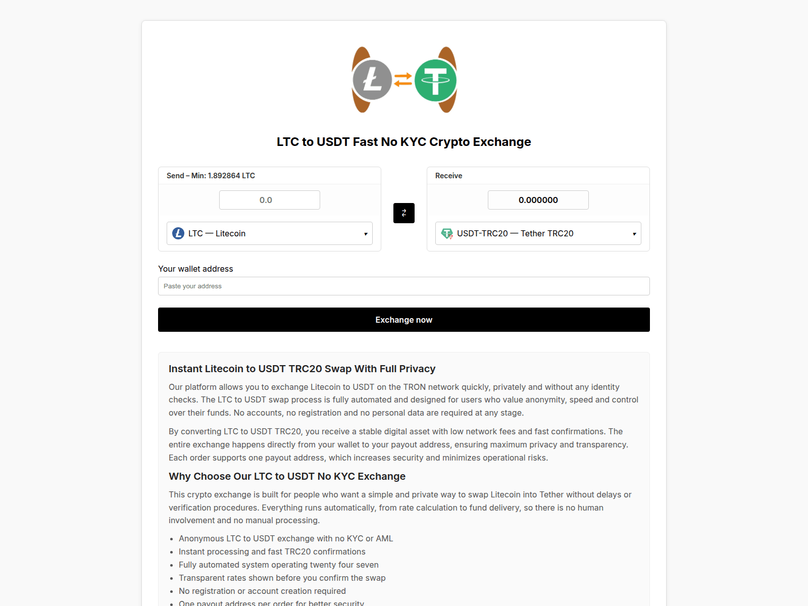 Screenshot of litecoin-2-usdt.com