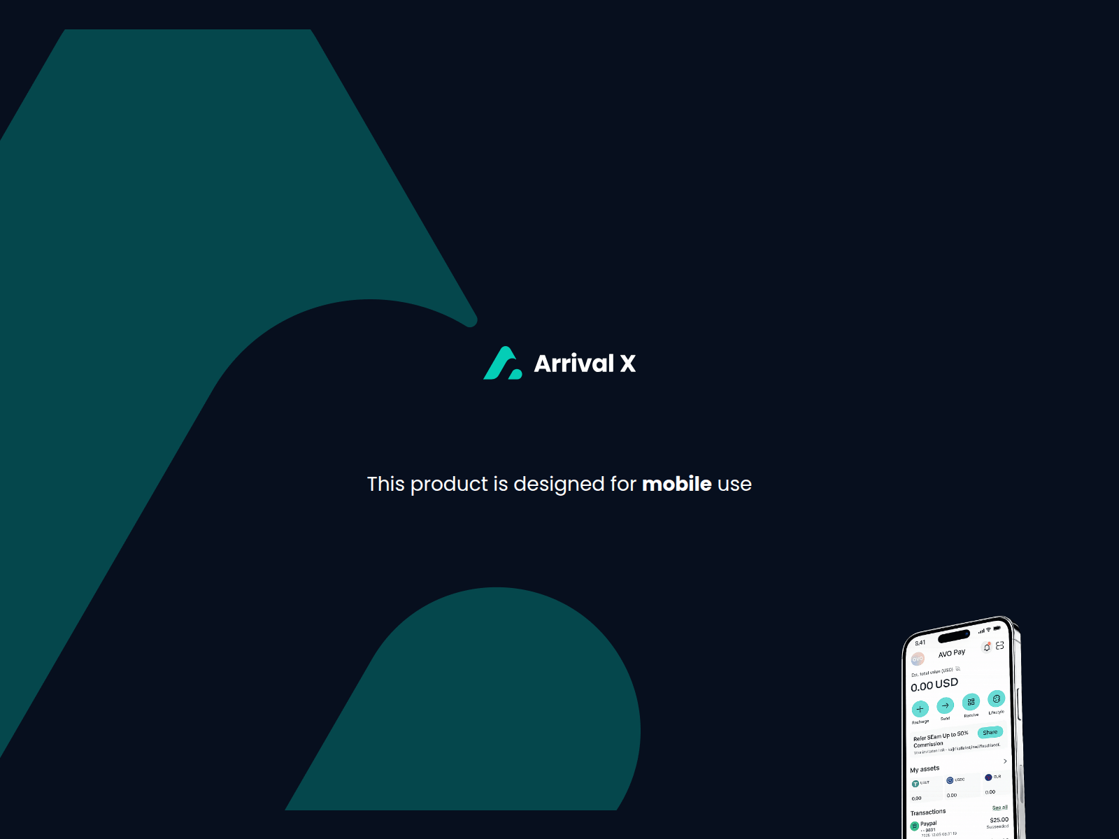 Screenshot of wallet-dev.arrivalx.money