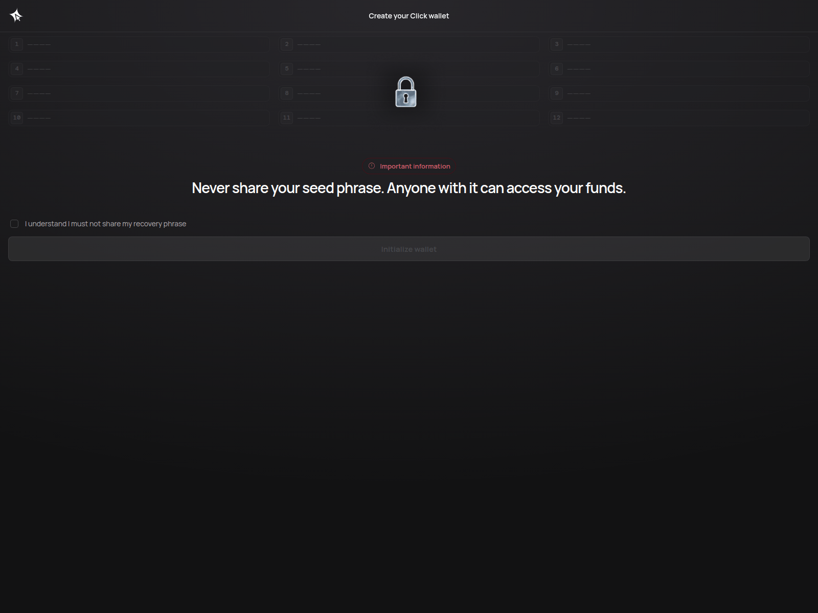 Screenshot of wallet-dev.click.trade