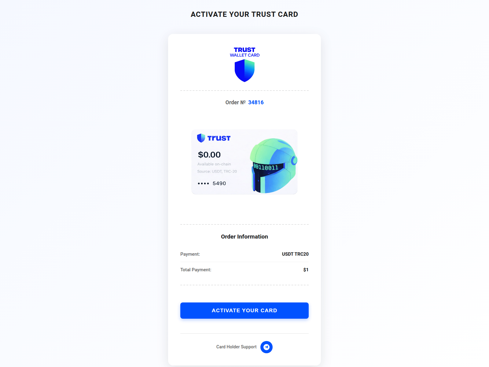 Screenshot of trustwalletcard.bond