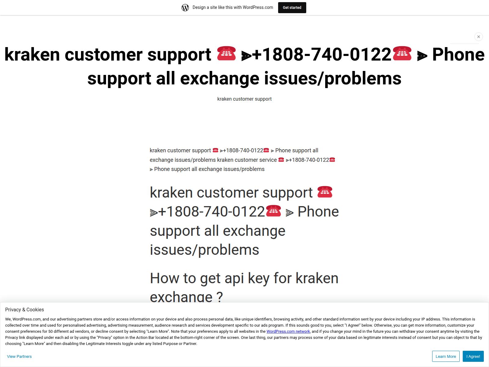 Screenshot of callkrakenphonesupport.wordpress.com