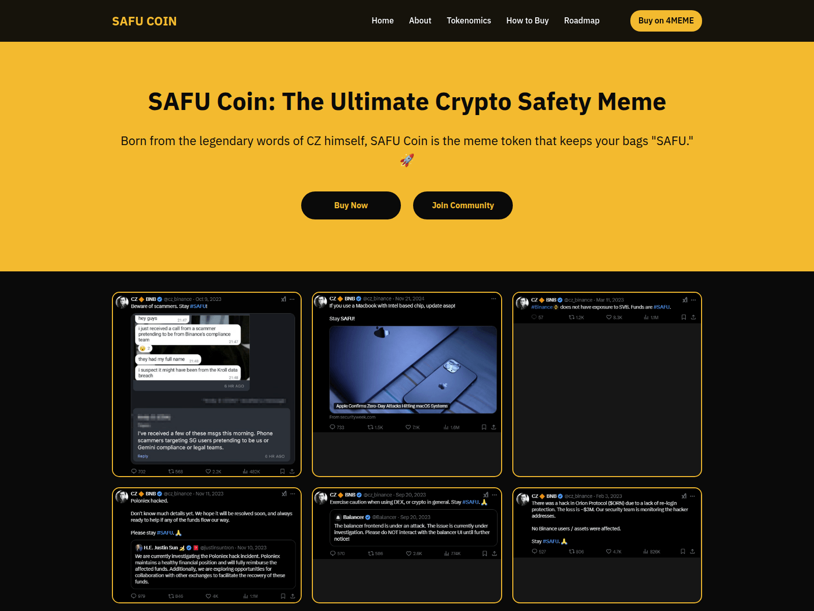 Screenshot of safucoinbnb.meme