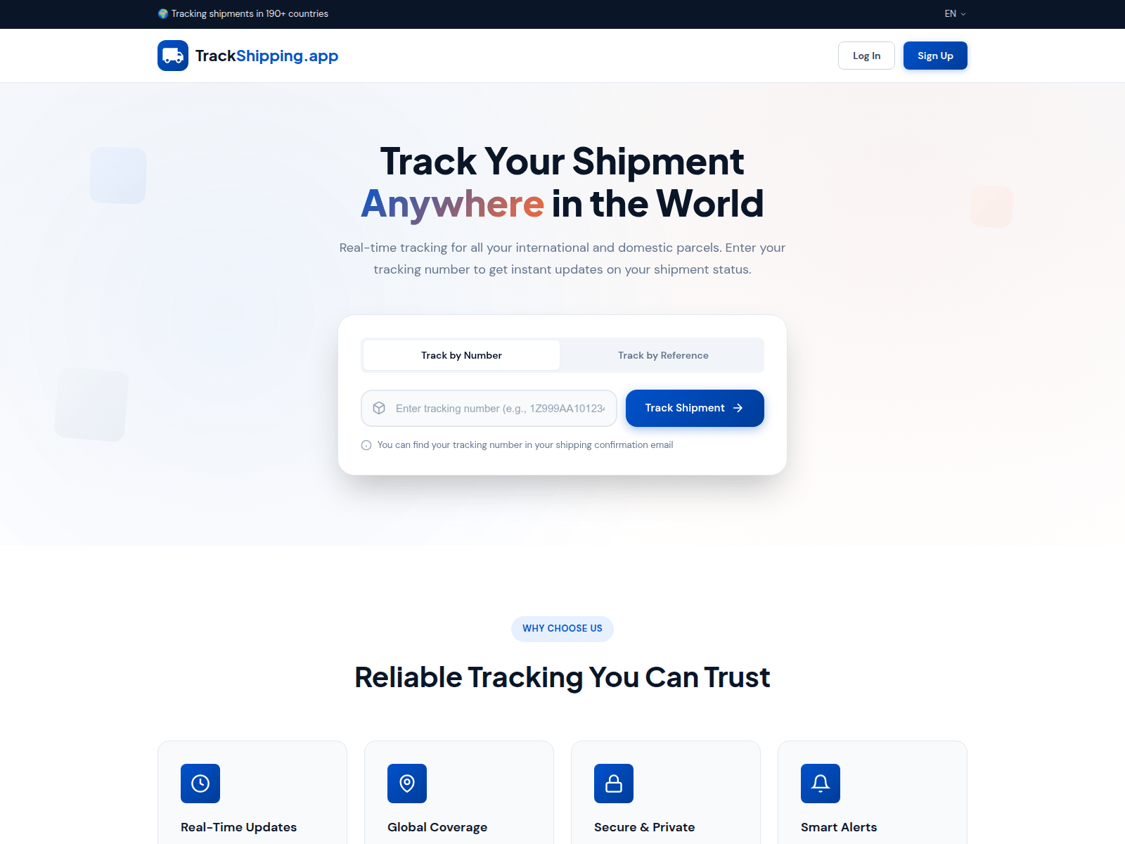 Screenshot of track-shipping.app