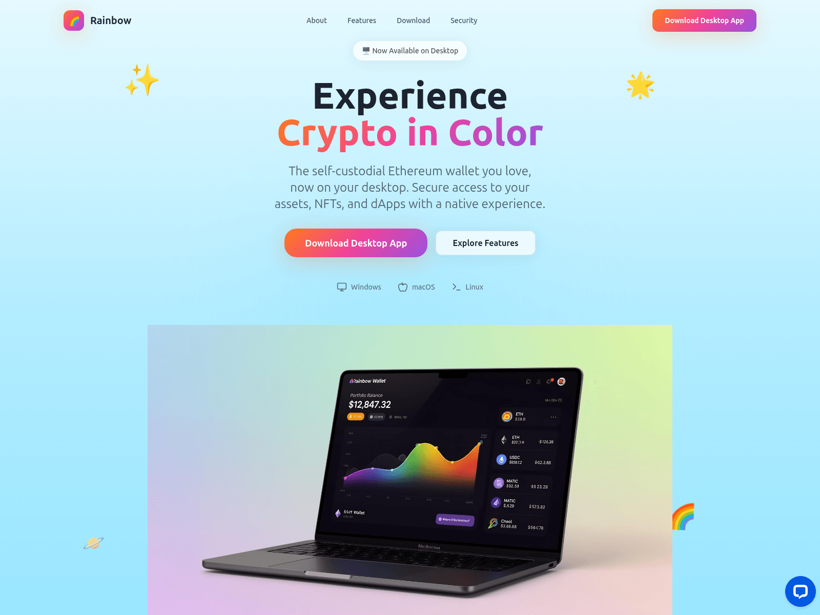 Screenshot of rainbowdesktopwallet.app