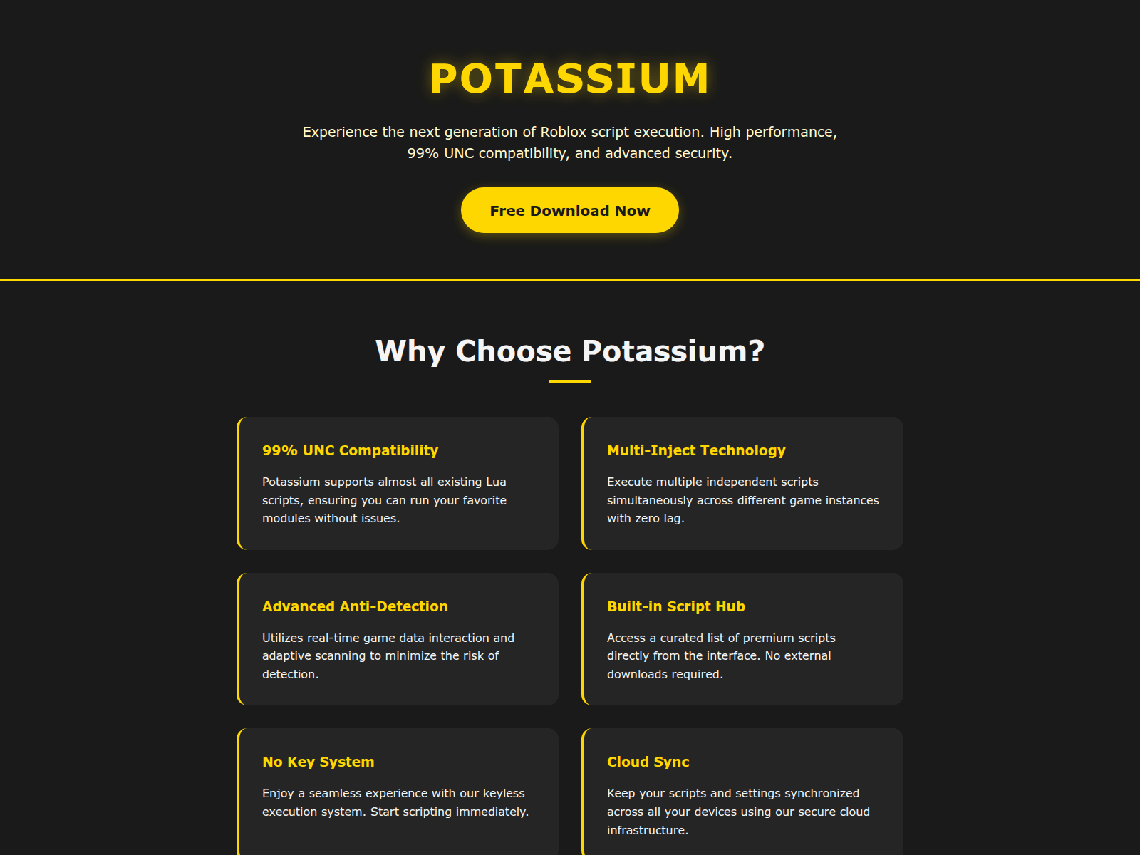 Screenshot of potassiumexecutor.app