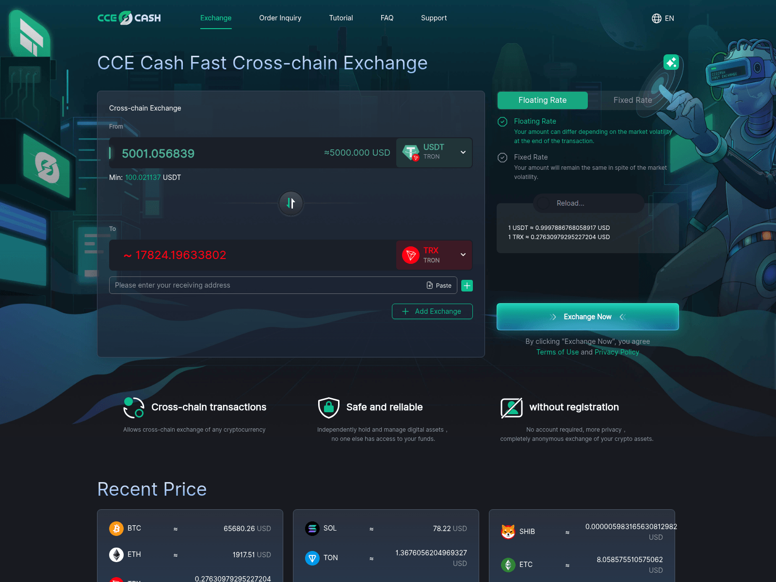 Screenshot of ccce.cash