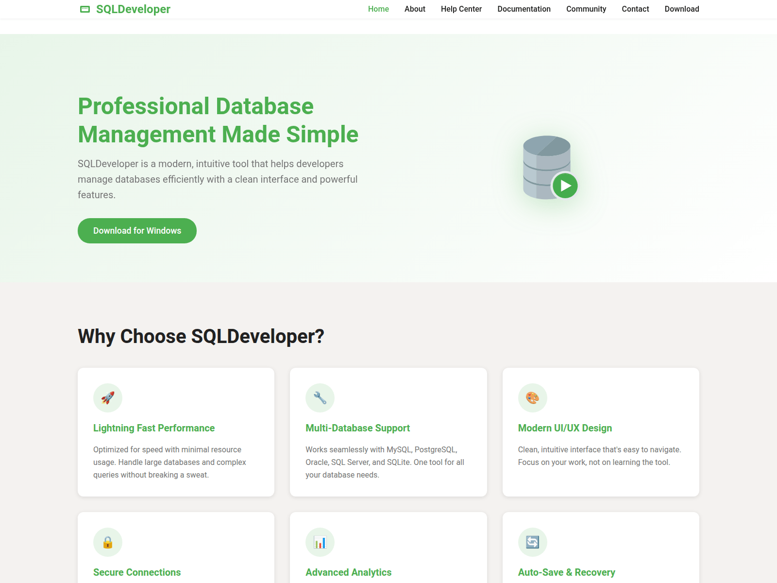 Screenshot of getsqldeveloper.com