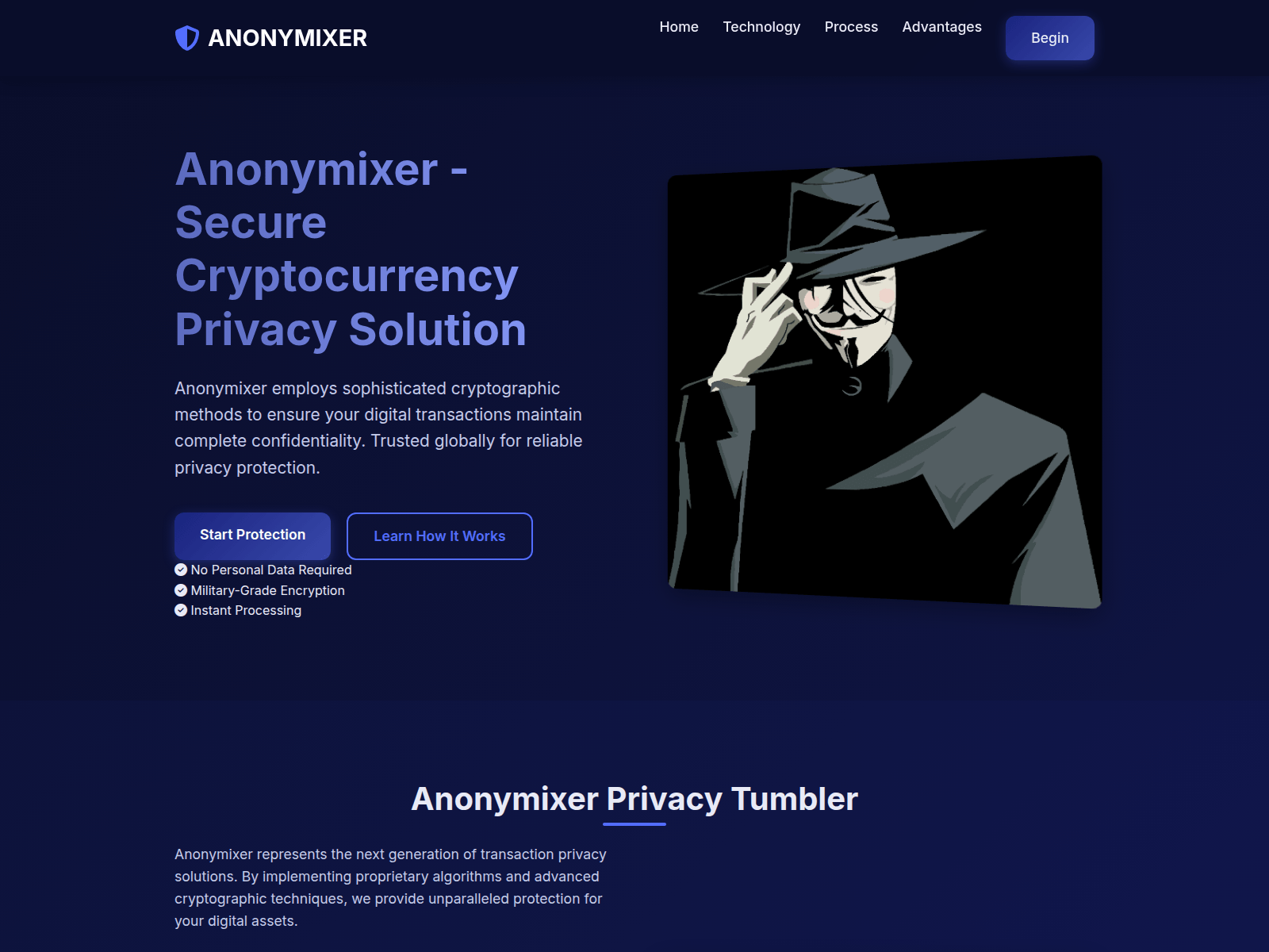 Screenshot of anonymixerbitcoin.com