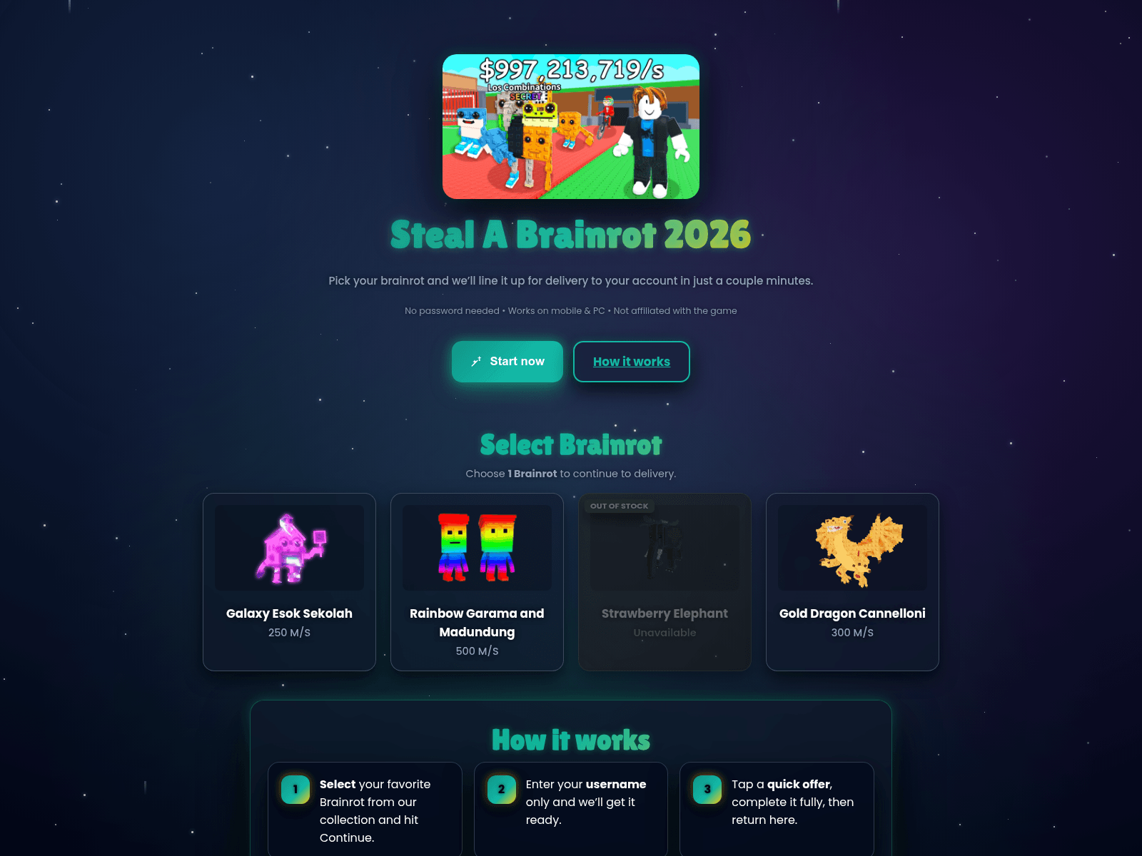 Screenshot of sammybrainrots.com