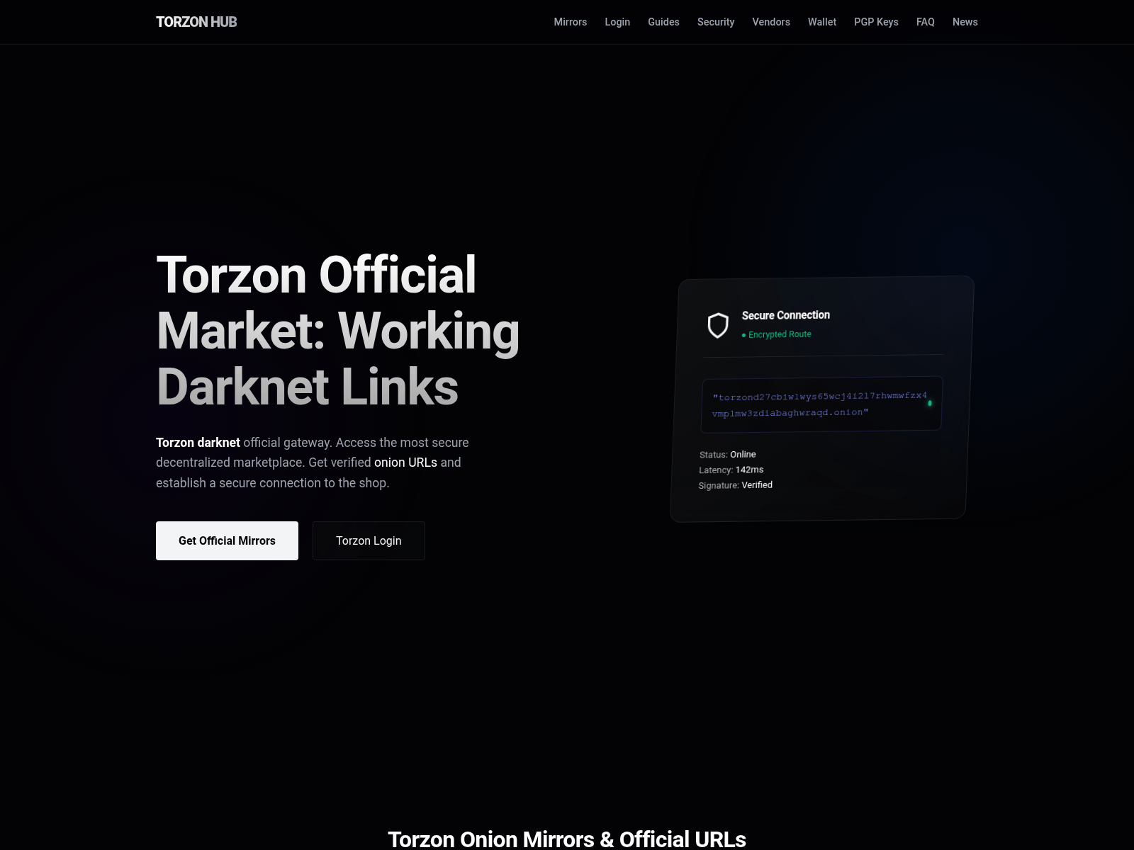 Screenshot of torzononionmarkets.com