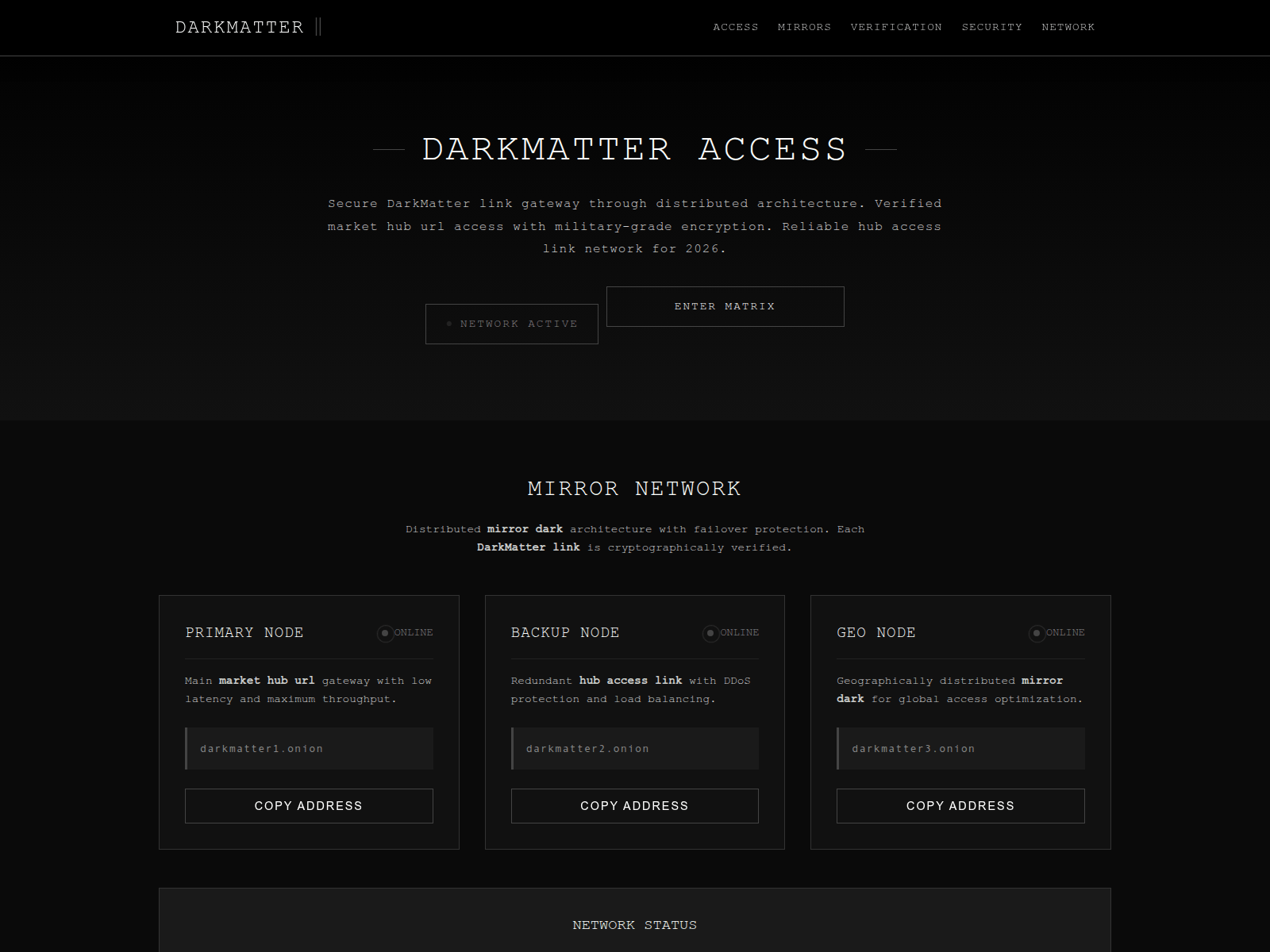 Screenshot of darkmatterurls.com