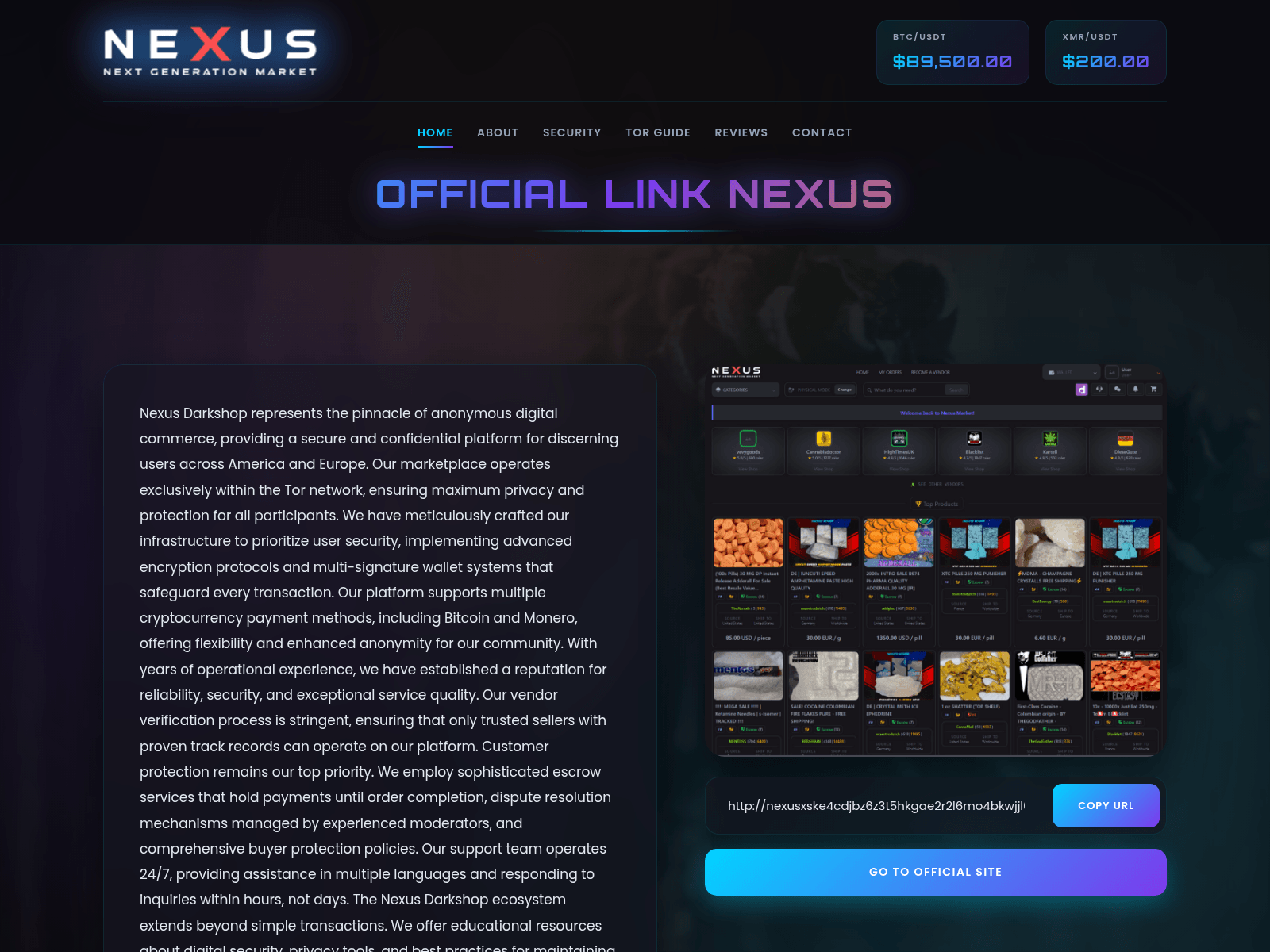 Screenshot of gold-nexus-market.live