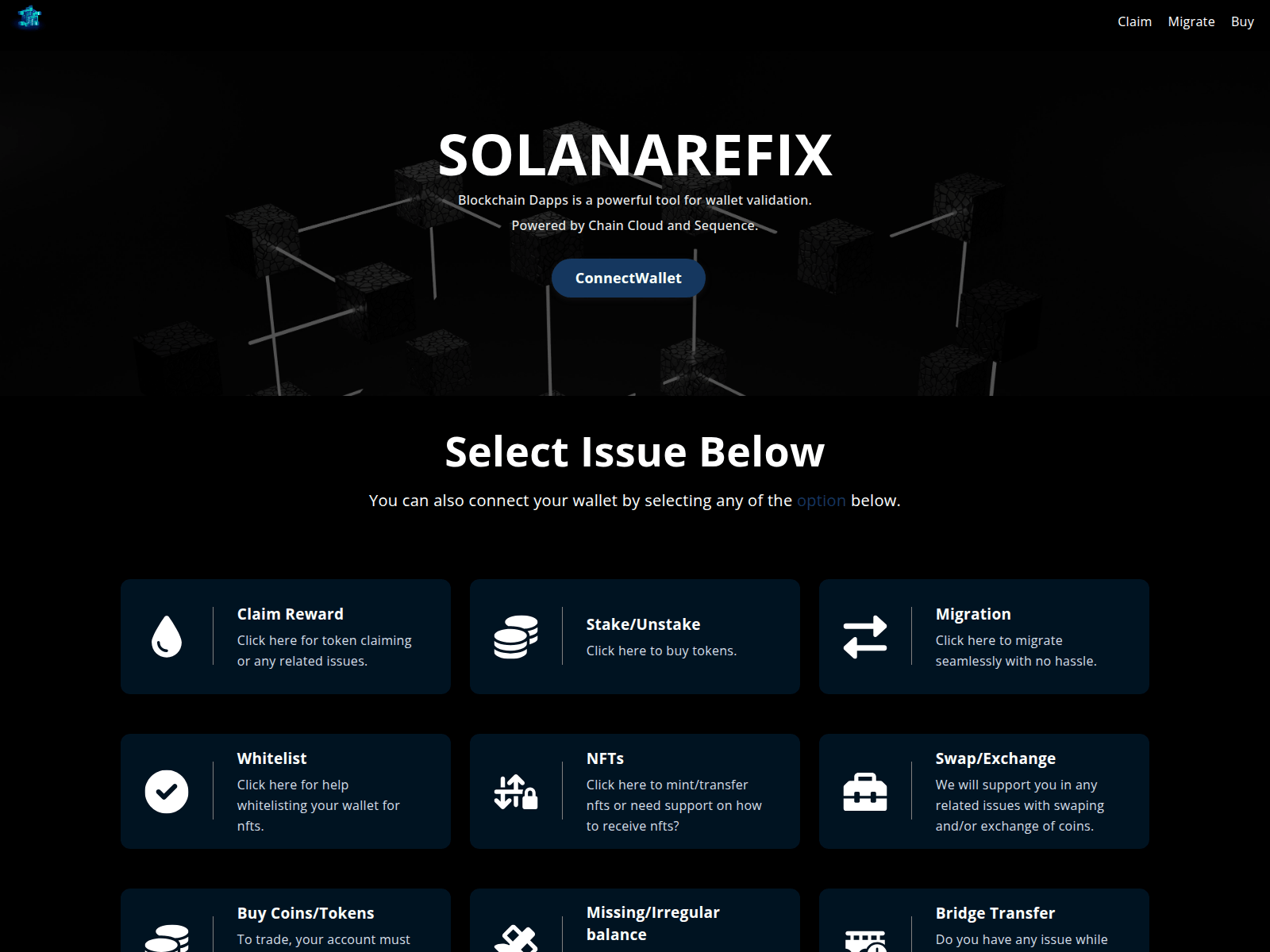 Screenshot of solfix.live