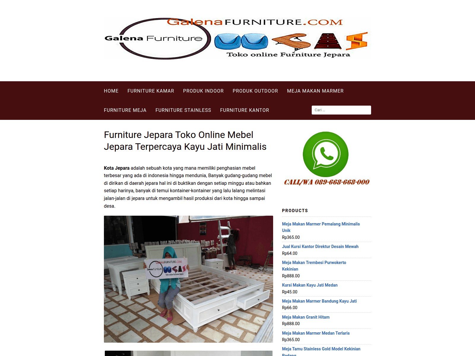 Screenshot of galenafurniture.com