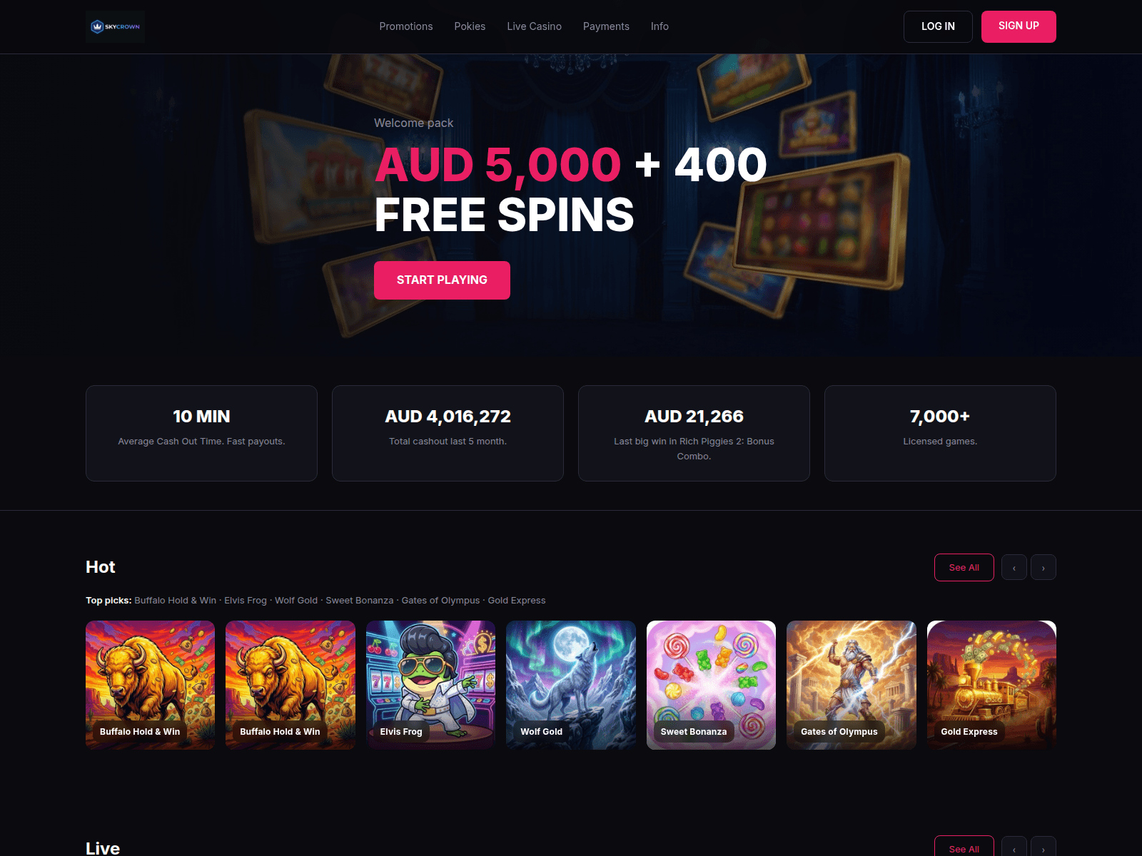Screenshot of skycrowns-casino.net