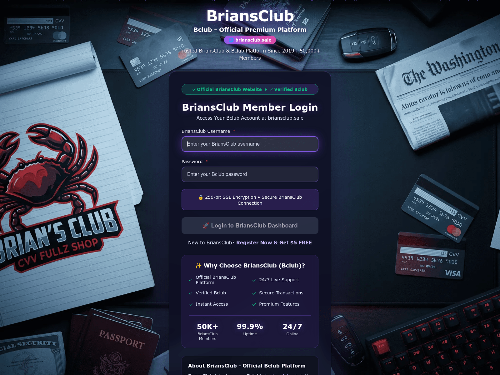 Screenshot of briansclub.sale