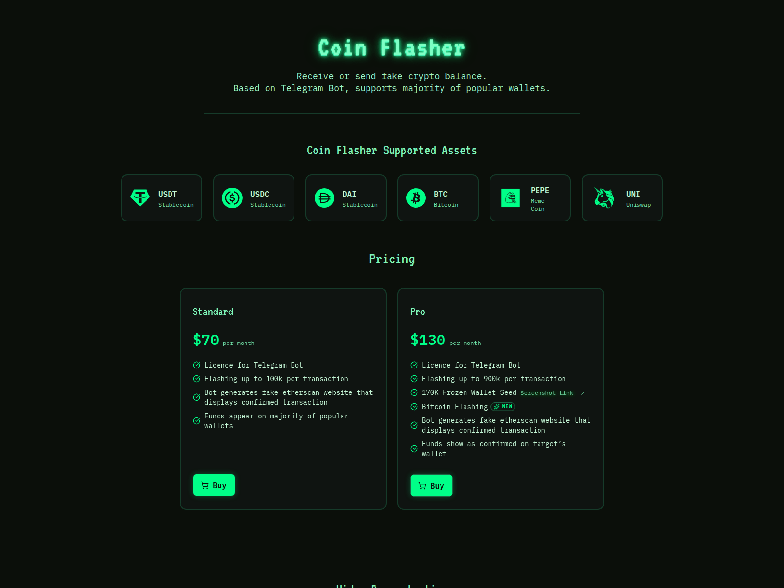 Screenshot of coin-flasher.net
