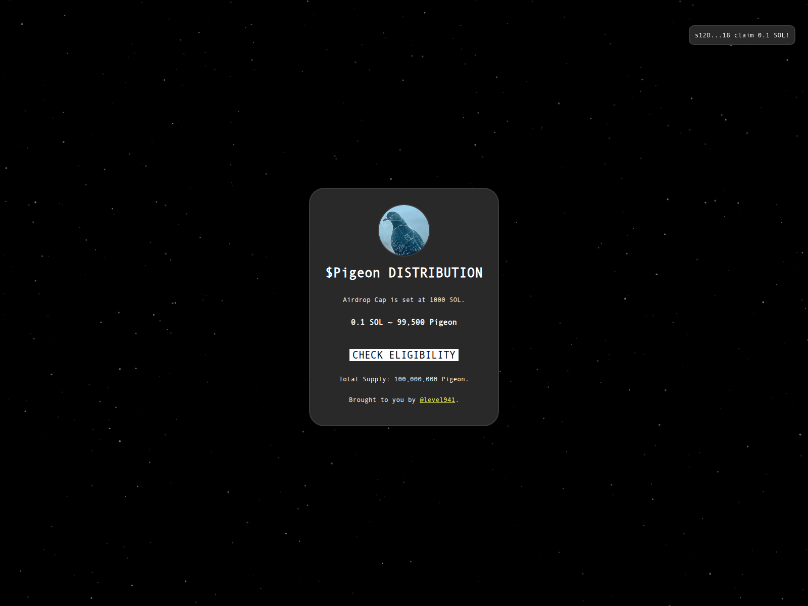 Screenshot of pigeon-reward.xyz