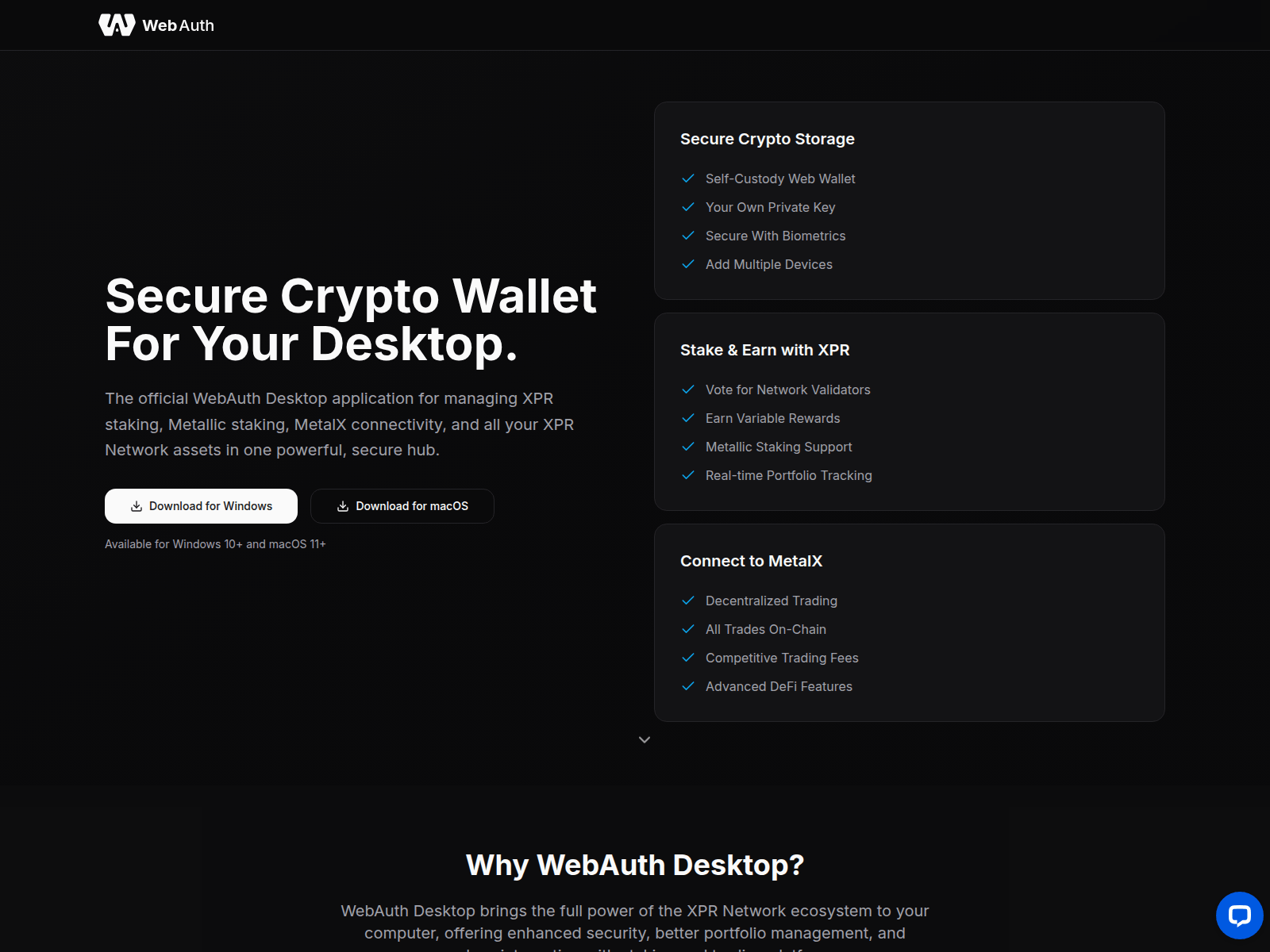 Screenshot of webauthdesktopwallet.app
