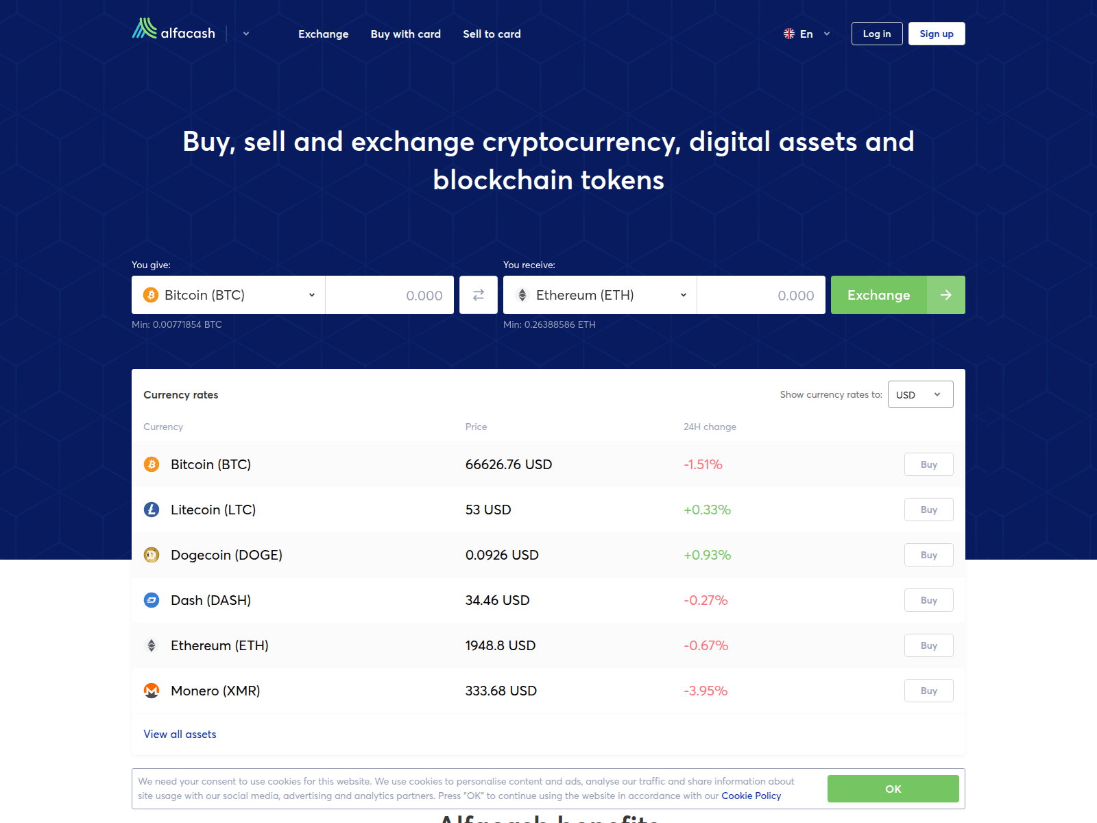 Screenshot of alga.cash