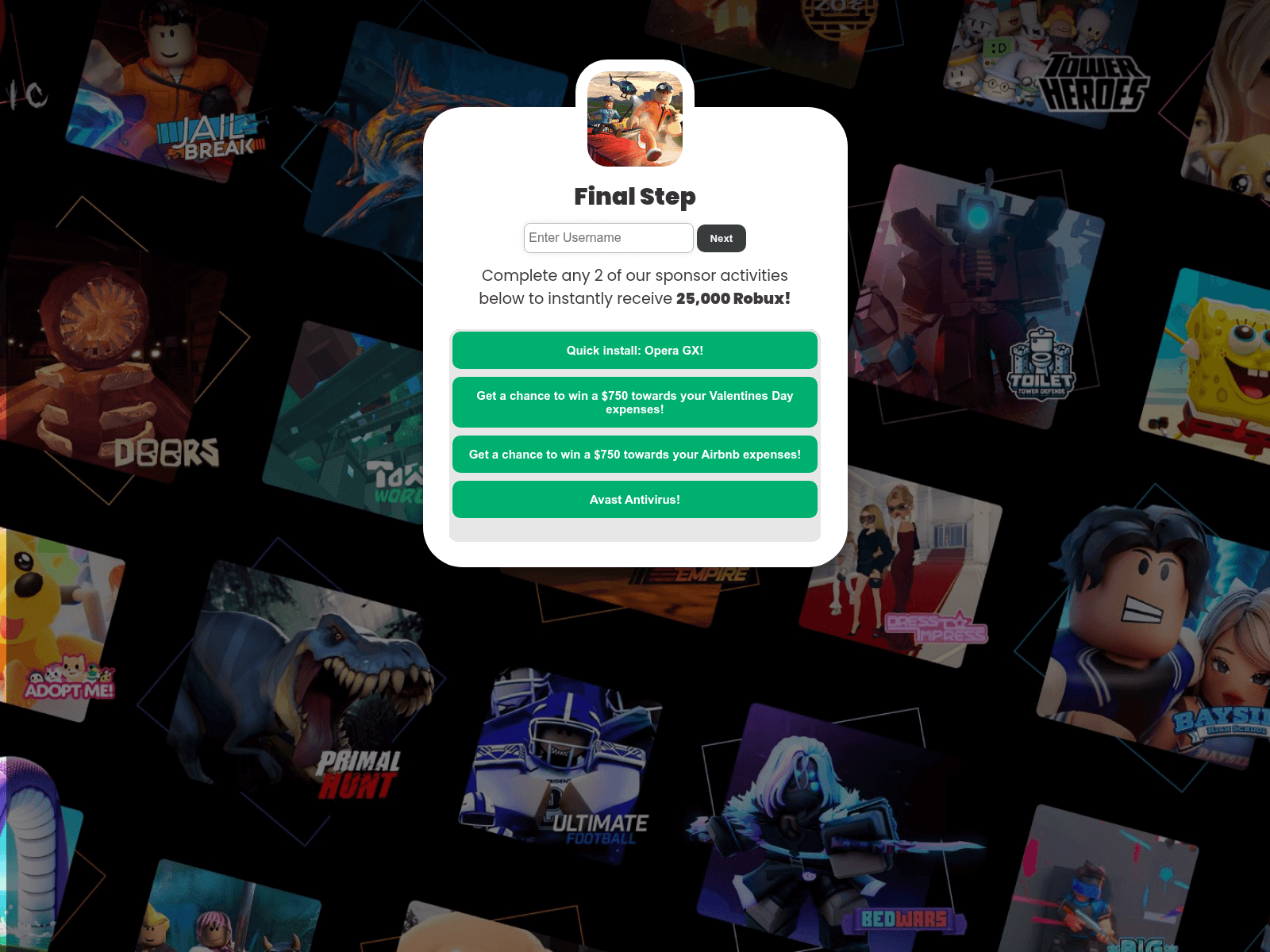 Screenshot of rbxprize.com