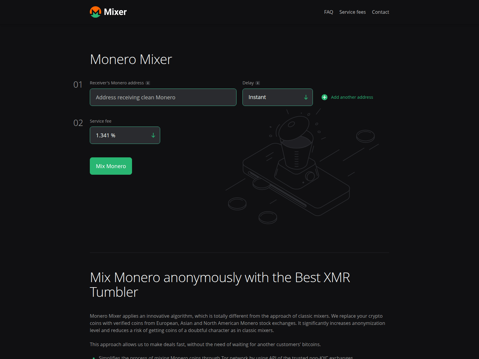 Screenshot of monero-mix.com
