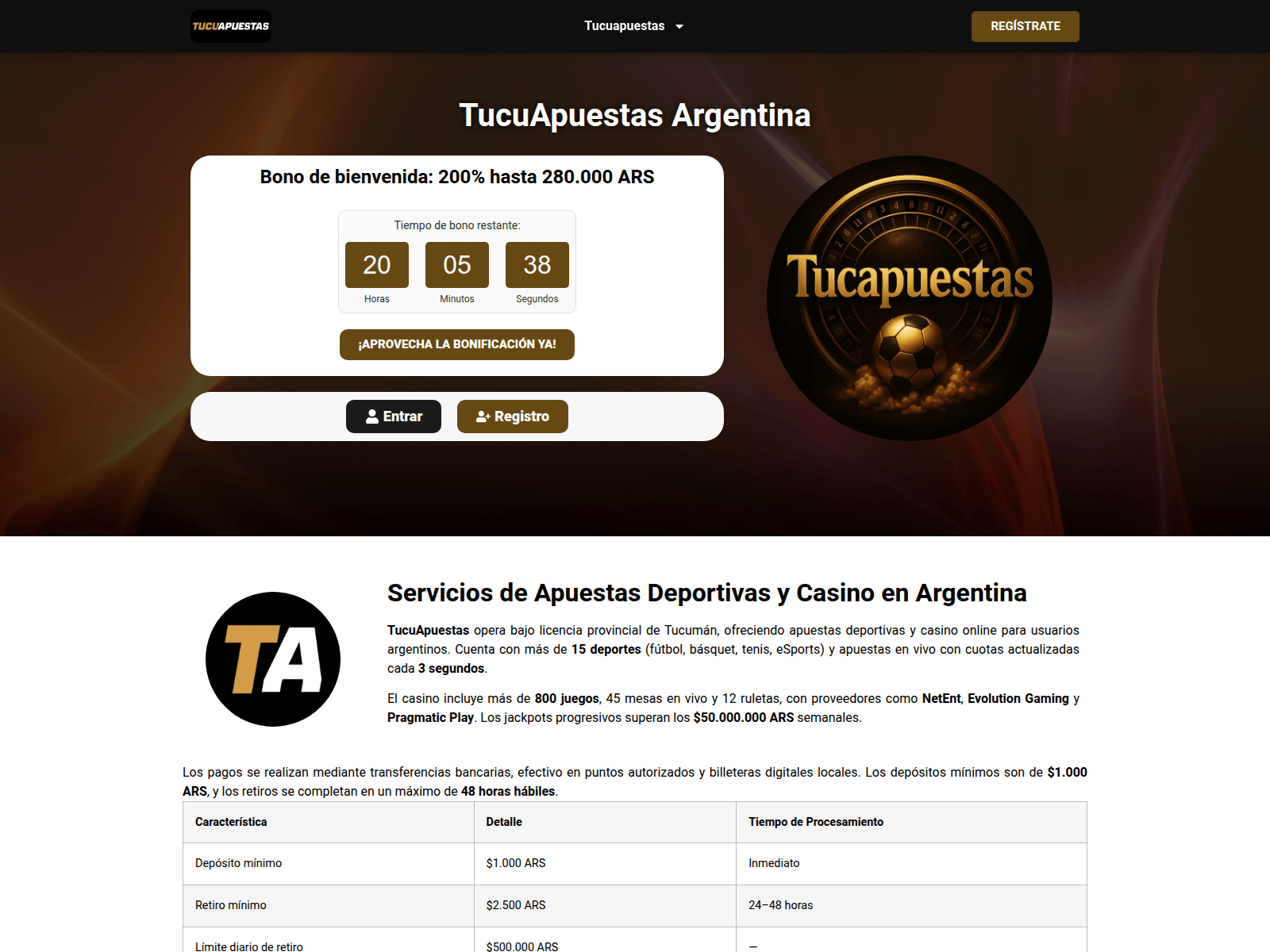 Screenshot of tucuapuestasargentina.com