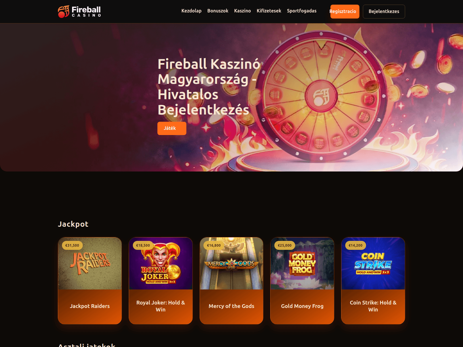 Screenshot of fireball-hu.com