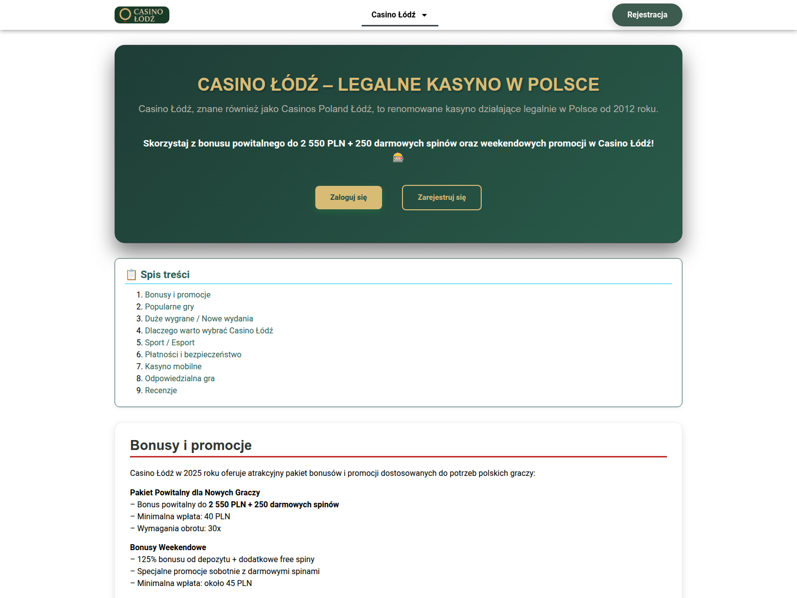 Screenshot of casinolodzpl.com