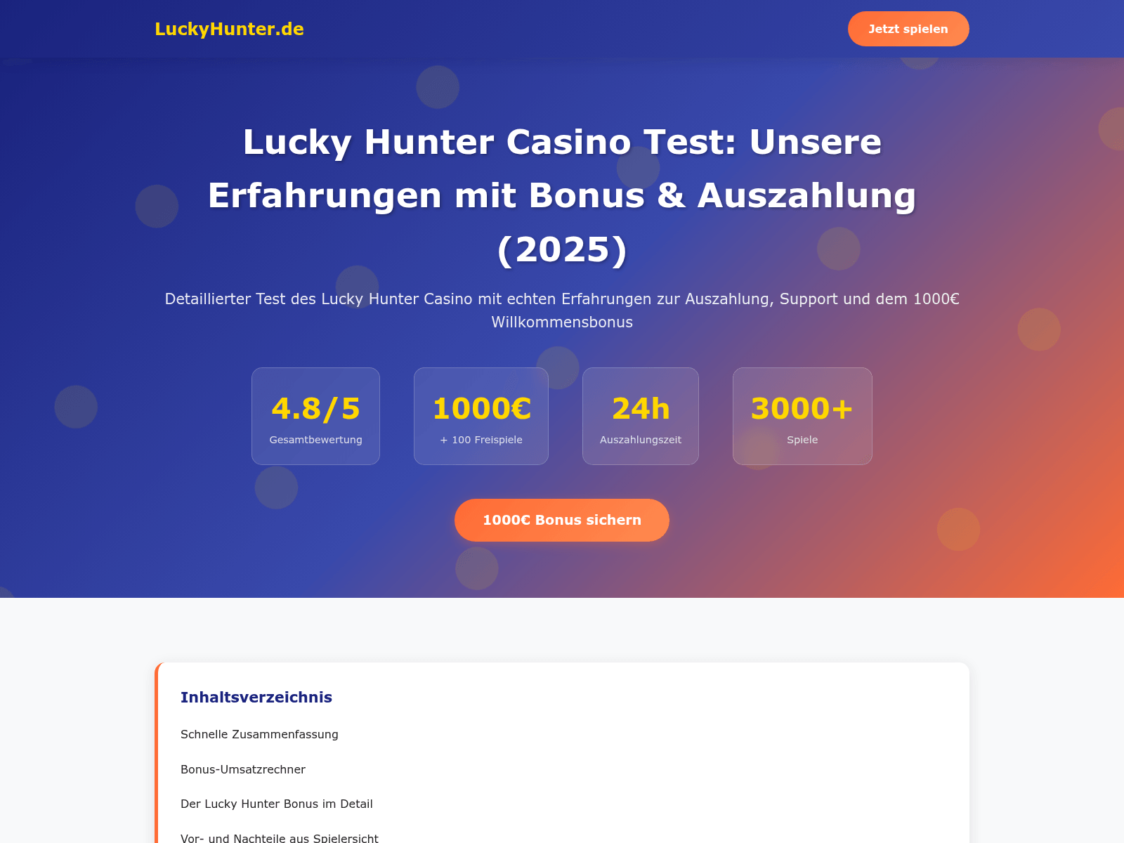 Screenshot of luckyhunterde.com