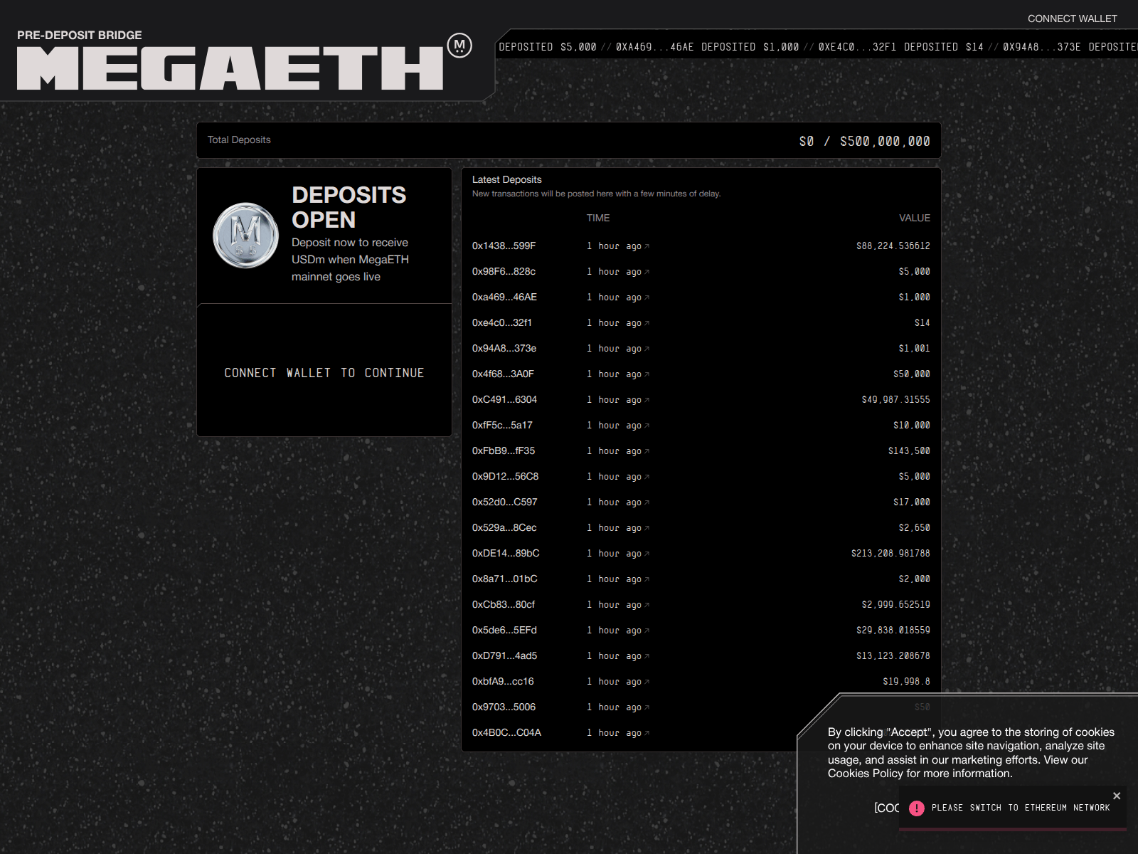 Screenshot of megaethpredeposit.com