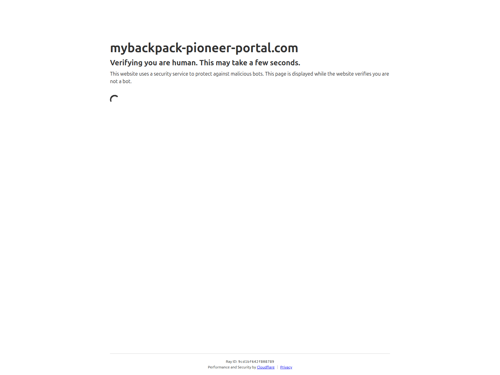 Screenshot of mybackpack-pioneer-portal.com